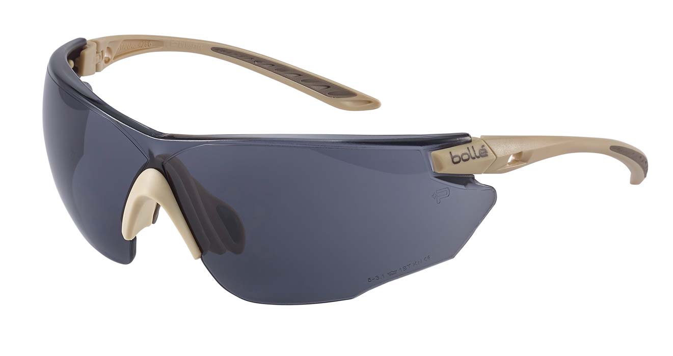 Bolle Combat Tactical Safety Glasses Kit COMBKITS (Sand Frame) (Clear, Copper CSP & Smoke Lenses)