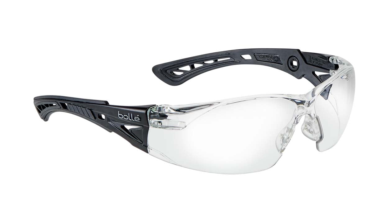 Bolle Rush Plus Safety Glasses Kit  with Foam Gasket, Strap, Case & Cloth RUSHPFSPSICMC (Clear Lenses) (Min Qty 5)