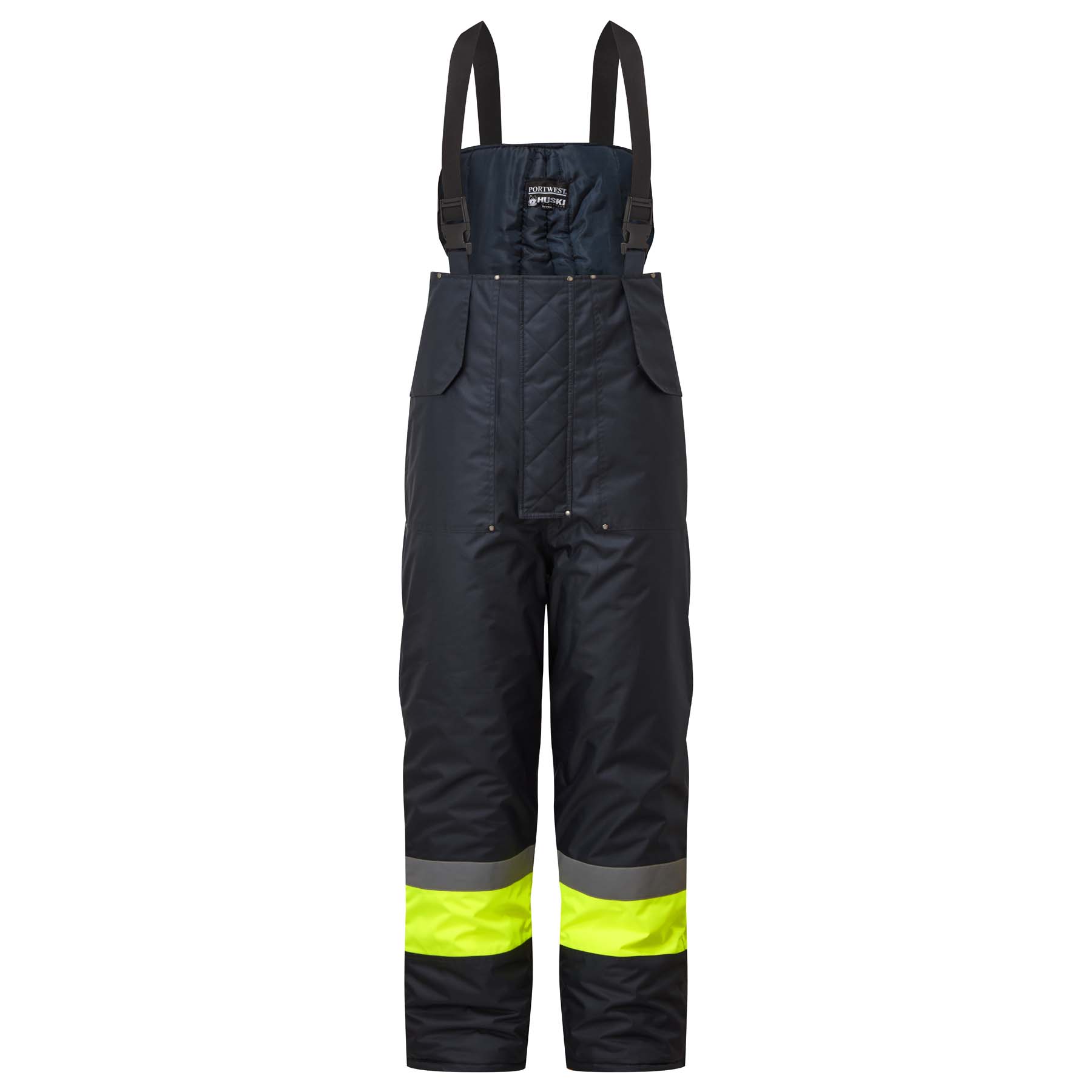 Huski Unisex Bib & Brace Freezer Pants K8046 (Navy/Yellow)