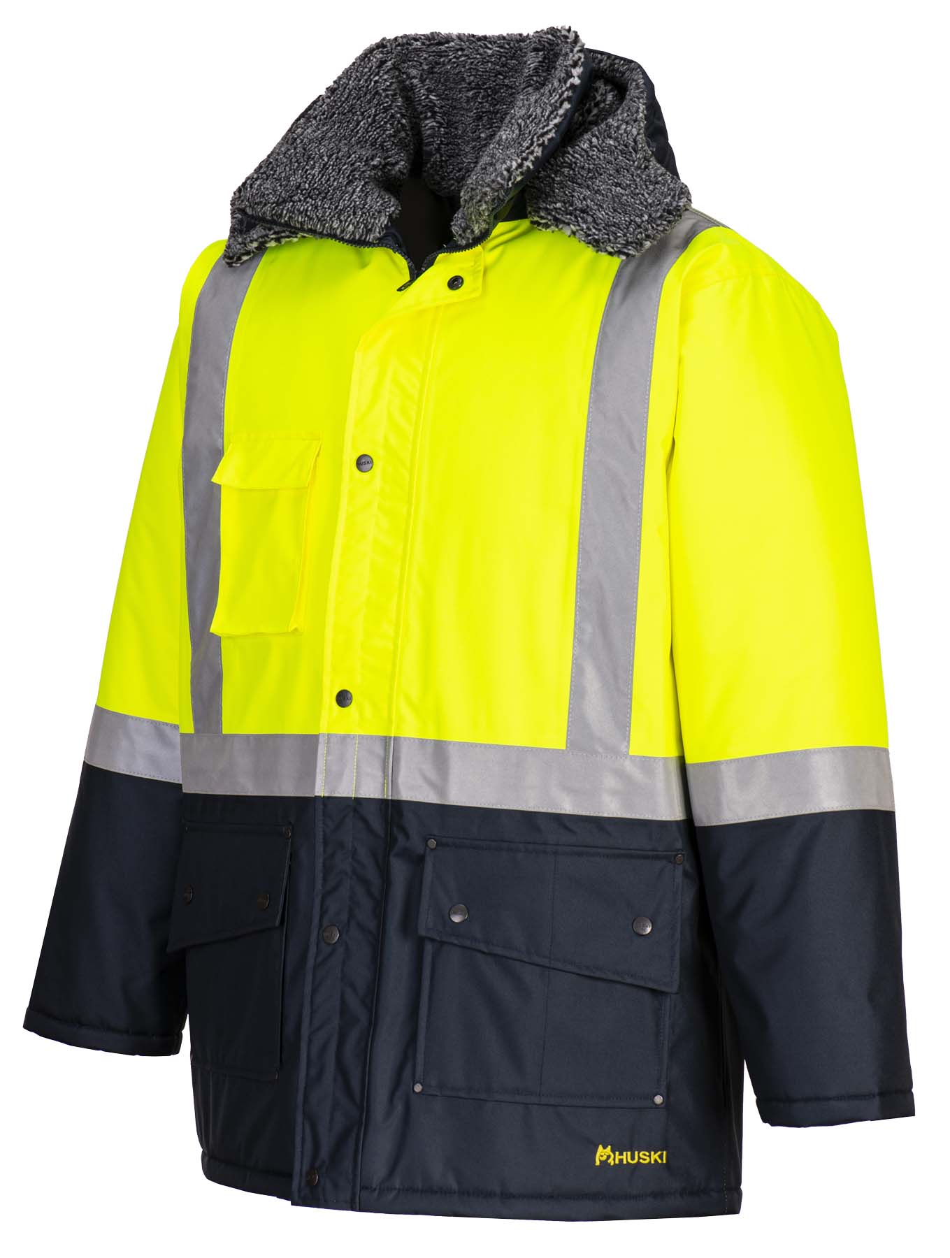 Huski Unisex Hi Vis Freezer Jacket (K8044) (Yellow/Navy)