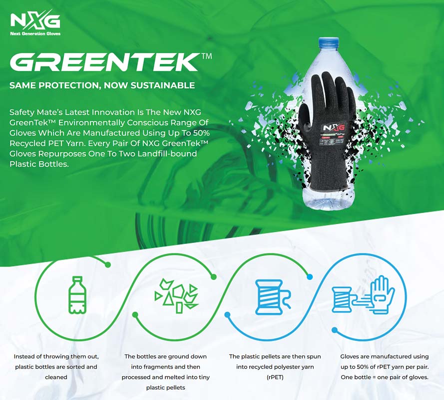 NXG GreenTek Cut D HD Sustainable Cut Resistant Safety Gloves C-5135 (Cut Level D) (Min Qty 12)