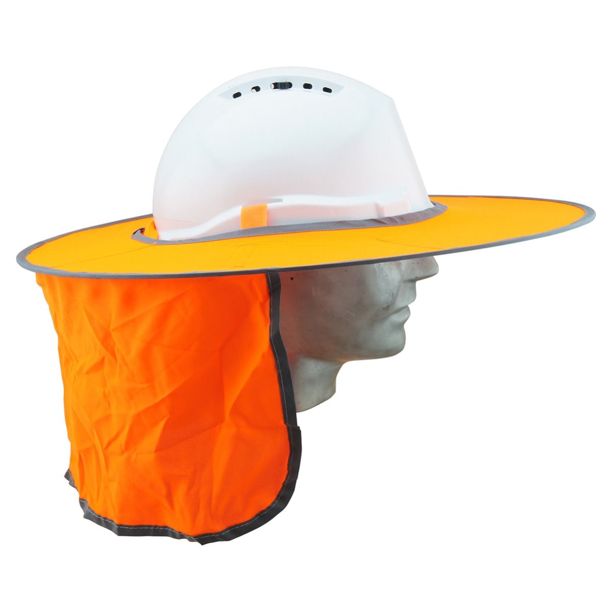 On Site Safety Hard Hat Foldaway Sun Brim with Neck Flap SB1280FNO (Orange)