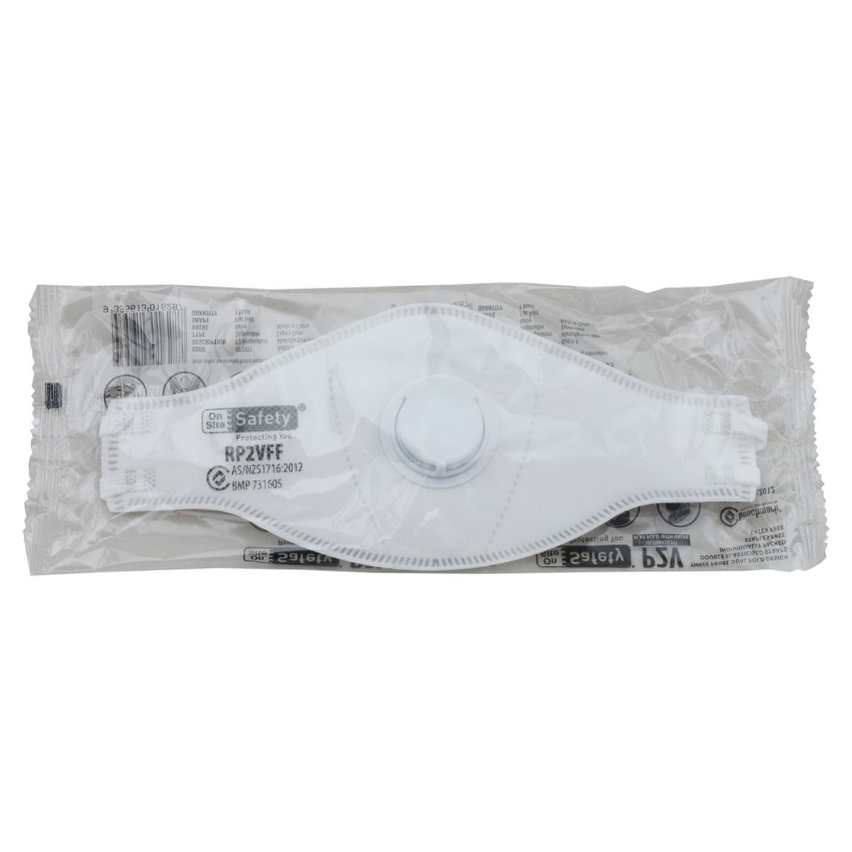On Site Safety P2 Flat Fold Disposable Respirator Mask with Valve RP2VFF - Box of 10