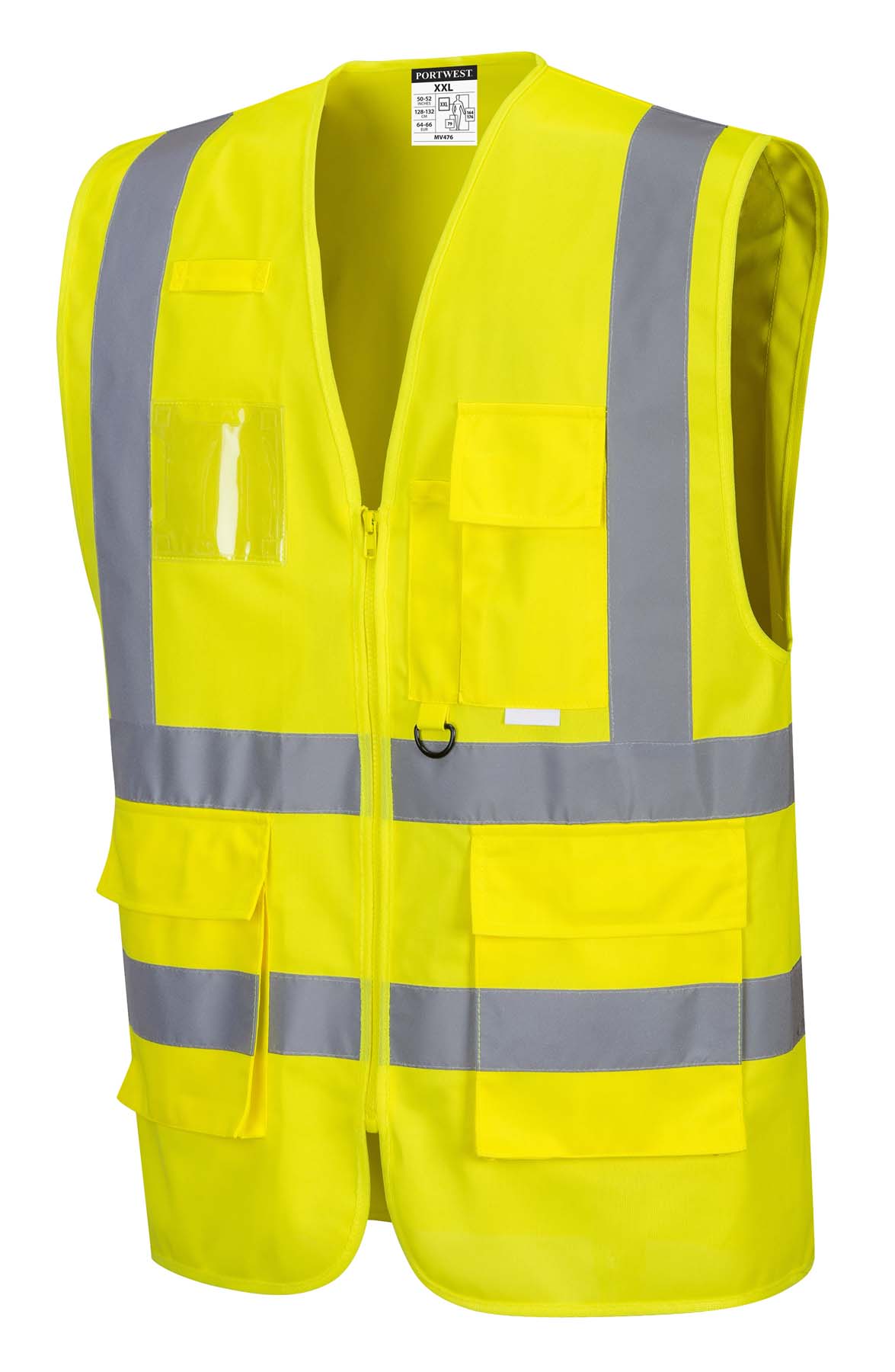 Portwest Unisex Executive Reflective Taped Hi Vis Vest with Zip and Pockets MV476 (Yellow)