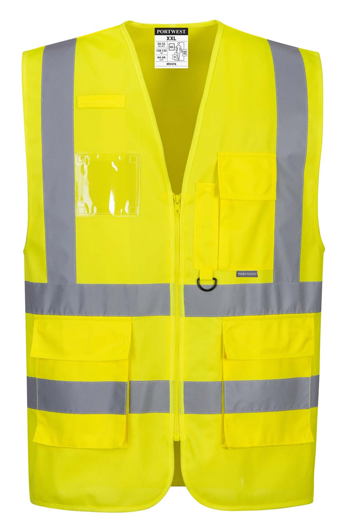 Portwest Unisex Executive Reflective Taped Hi Vis Vest with Zip and Pockets MV476 (Yellow)