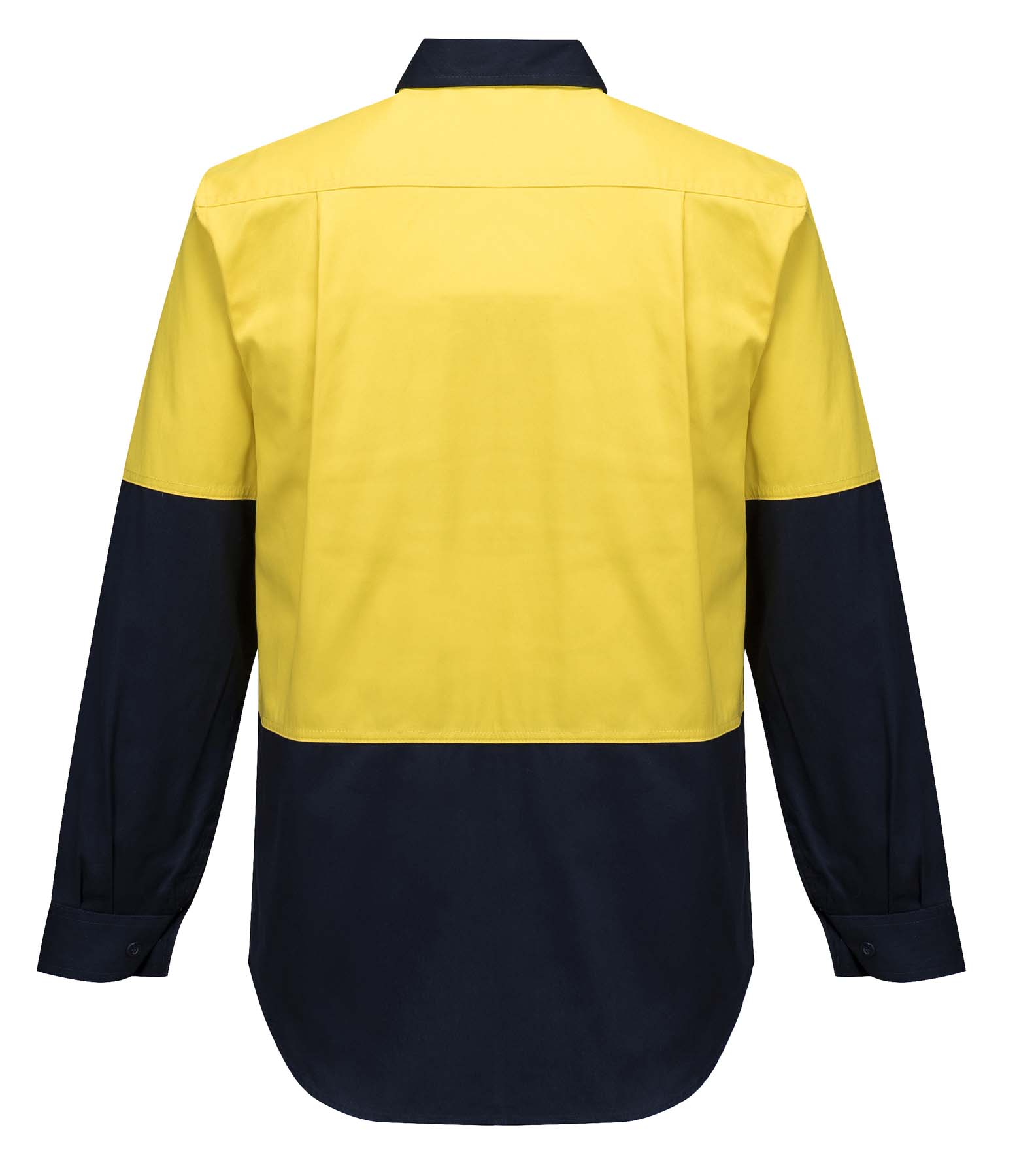 Portwest Unisex Long Sleeve Hi Vis Shirt MS901 (185 gsm Cotton Drill) (Yellow/Navy)