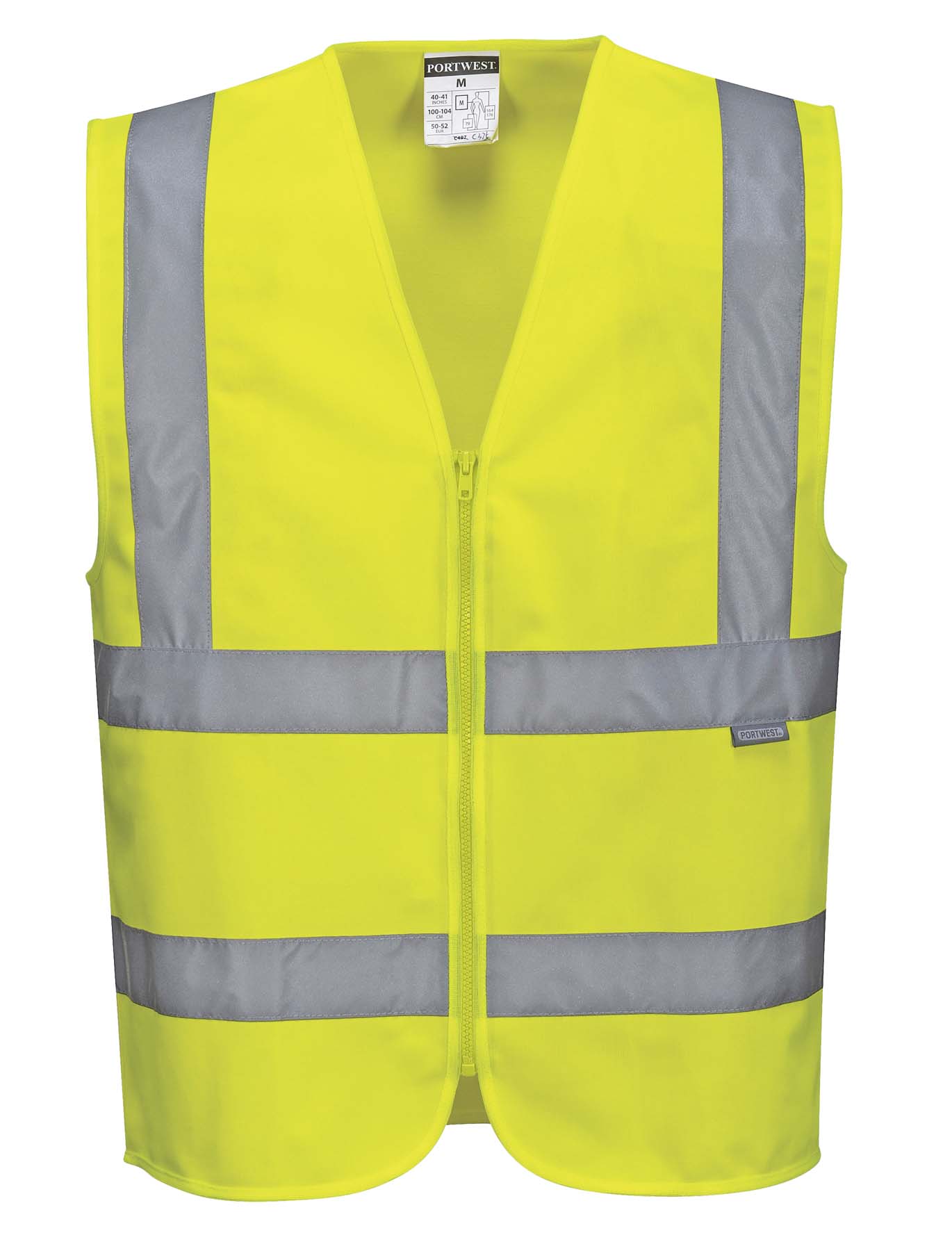 Portwest Unisex Reflective Taped Hi Vis Vest with Zip C375 (Yellow)