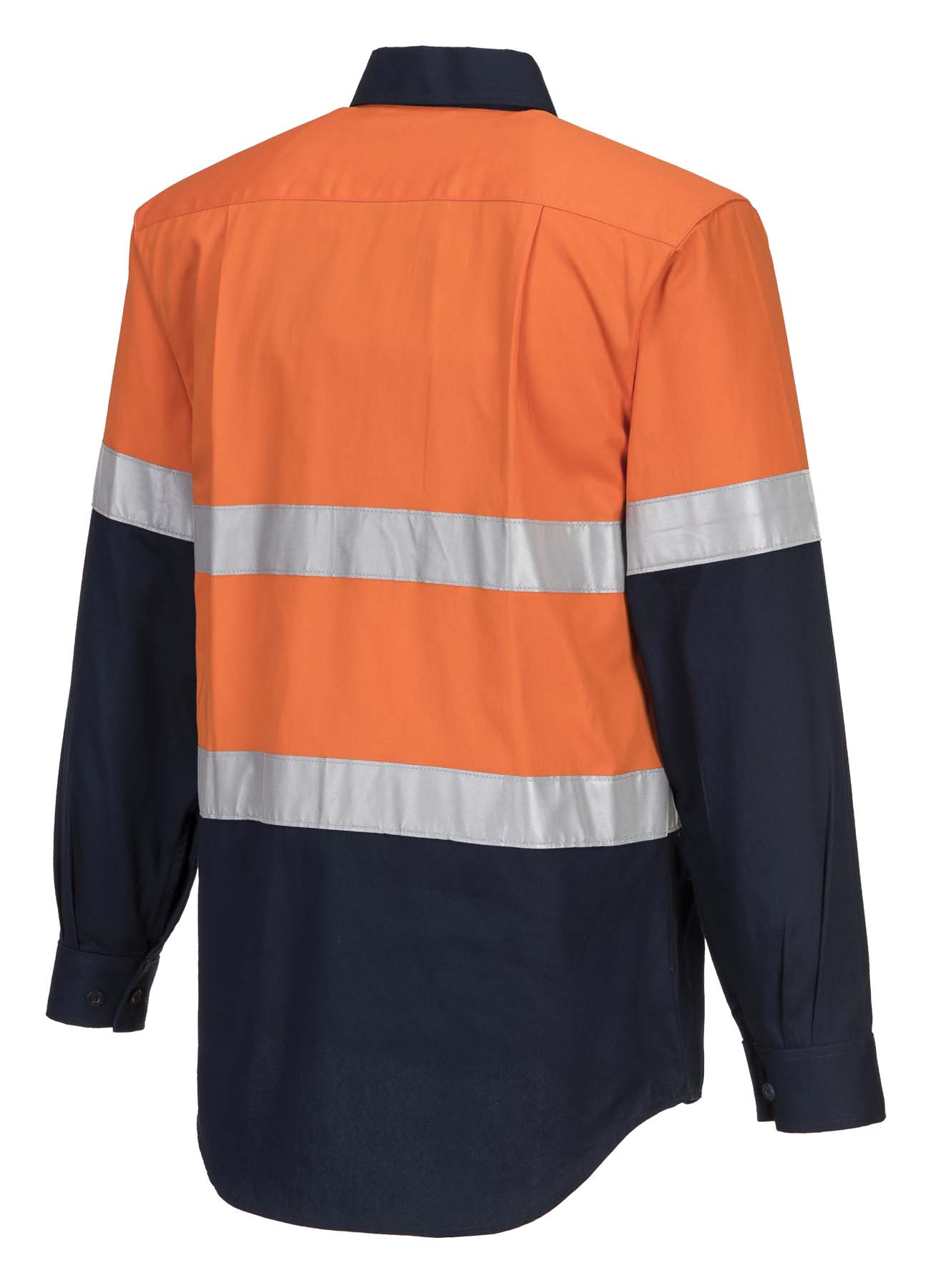 Portwest Unisex Reflective Taped Long Sleeve Hi Vis Shirt MA101 (185 gsm Cotton Drill) (Yellow/Navy)