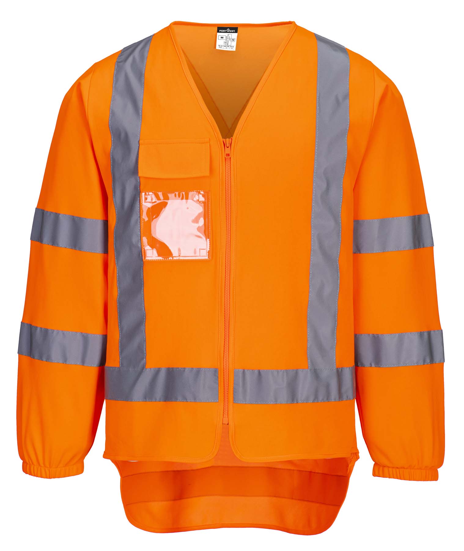 Portwest Unisex TTMC X Back Reflective Taped Long Sleeve Hi Vis Vest with Zip TM309 (Orange)
