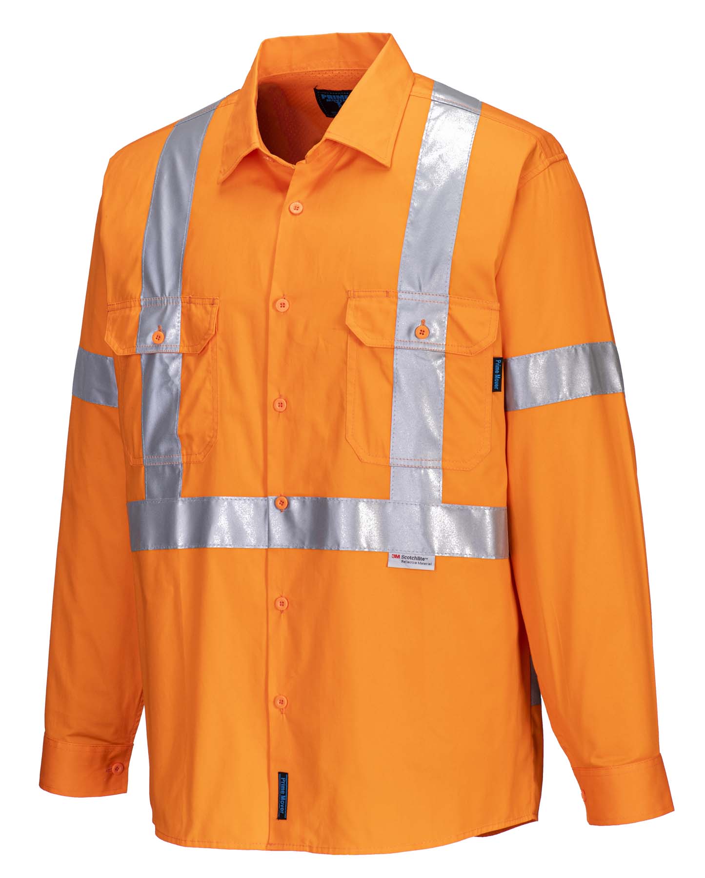 Portwest Unisex X Back Reflective Taped Long Sleeve Hi Vis Shirt MX301 (155 gsm Cotton Drill) (Orange)