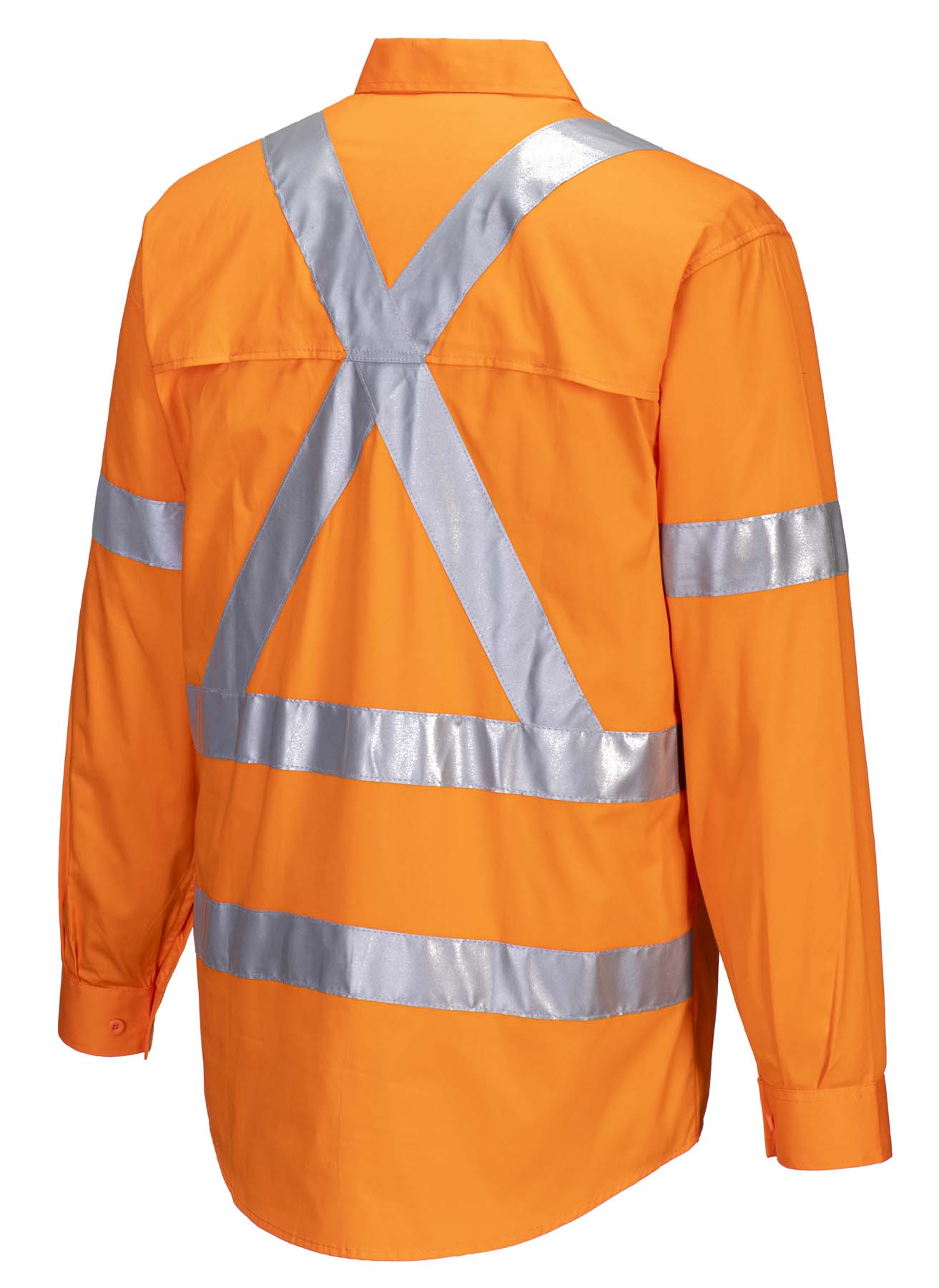 Portwest Unisex X Back Reflective Taped Long Sleeve Hi Vis Shirt MX301 (155 gsm Cotton Drill) (Orange)