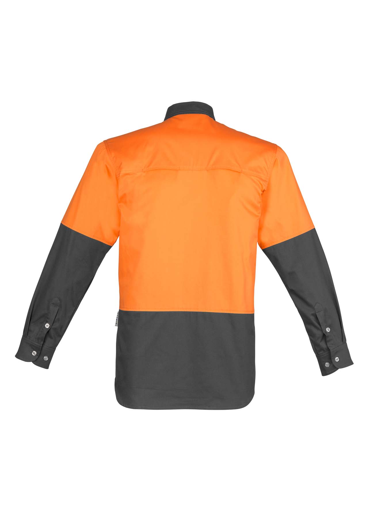 Syzmik Men's Industrial Long Sleeve Hi Vis Shirt ZW122 (170 gsm Cotton Twill) (Orange/Charcoal)