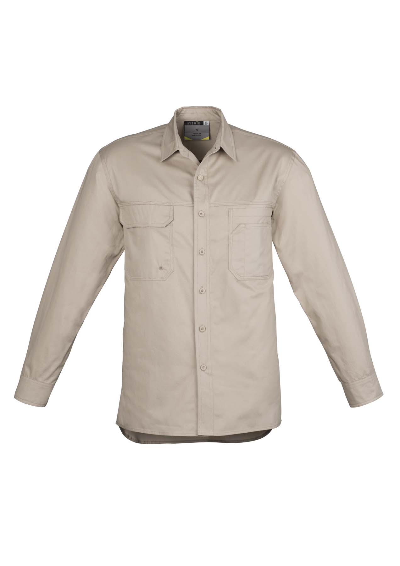 Syzmik Men's Lightweight Tradie Long Sleeve Work Shirt ZW121 (145 gsm Cotton Twill) (Sand)