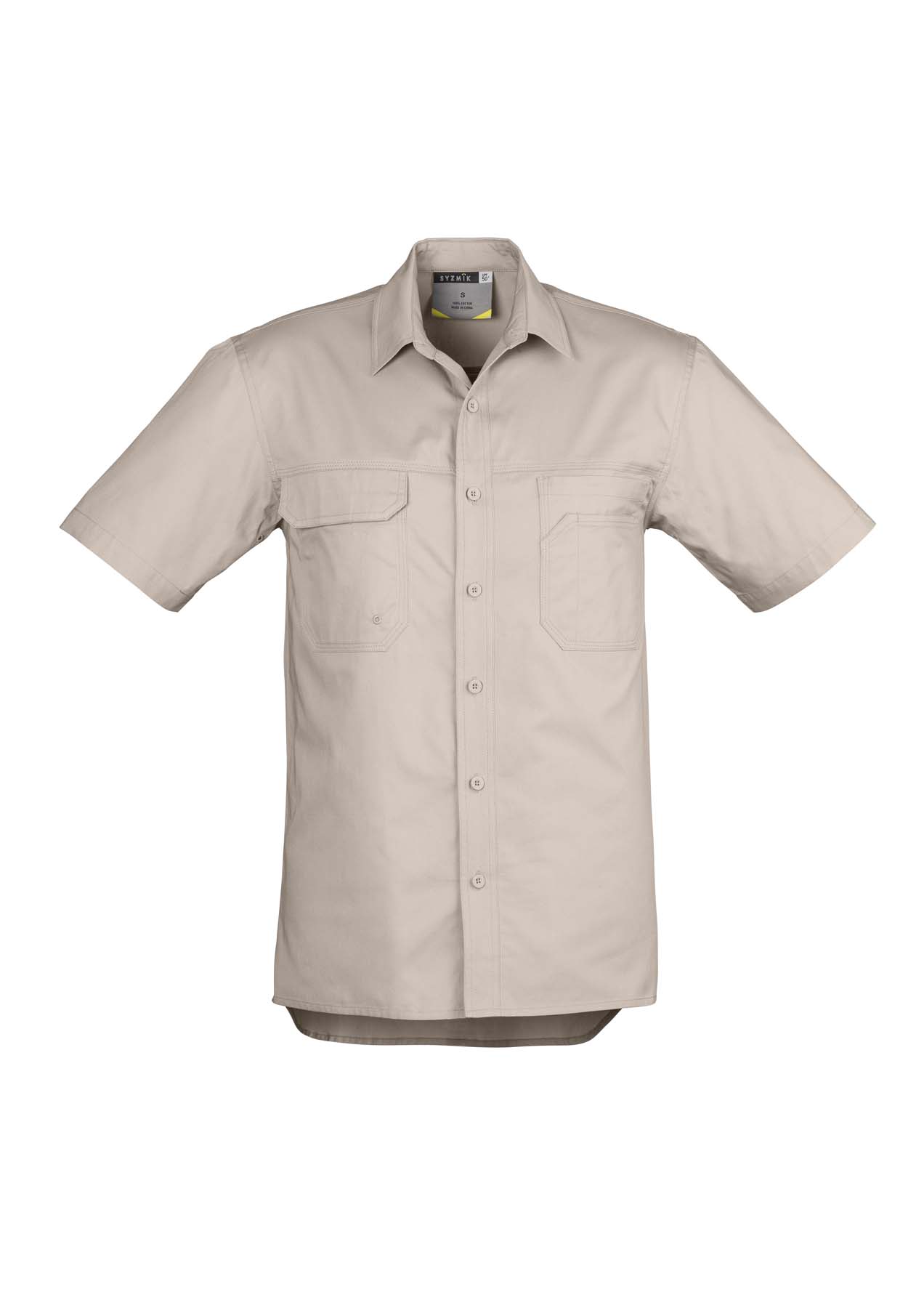 Syzmik Men's Lightweight Tradie Short Sleeve Work Shirt ZW120 (145 gsm Cotton Twill) (Sand)