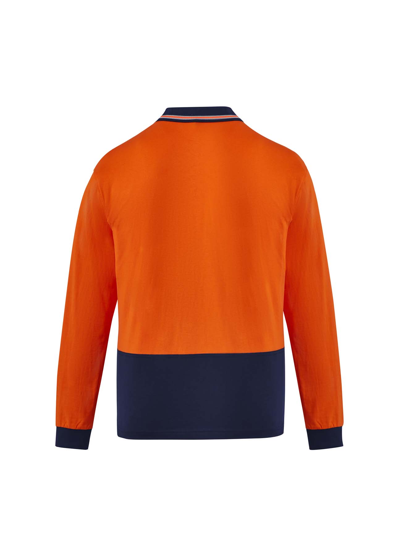 Syzmik Men's Long Sleeve Hi Vis Polo Shirt ZH430 (180 gsm Cotton) (Orange/Navy)