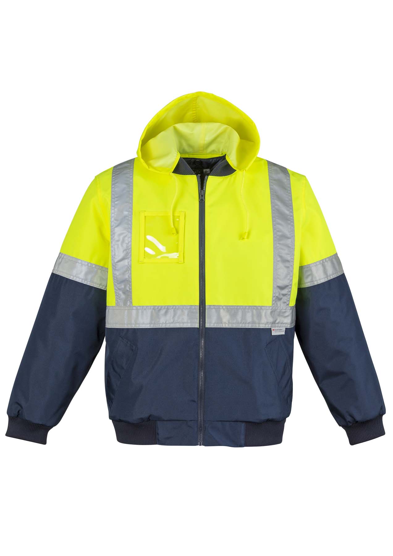 Syzmik Men's Quilted Flying Reflective Taped Hi Vis Bomber Jacket ZJ351 (Yellow/Navy)