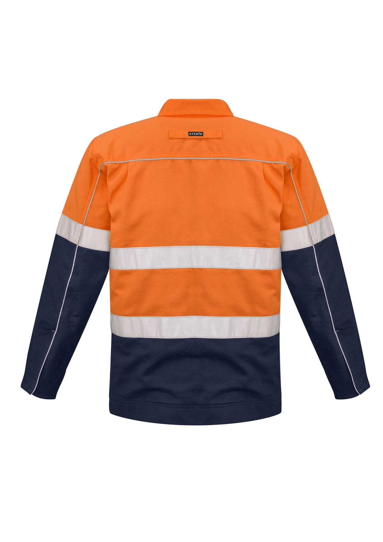 Syzmik Men's Reflective Taped Hi Vis Cotton Drill Jacket ZJ590 (310 gsm Cotton Drill) (Orange/Navy)