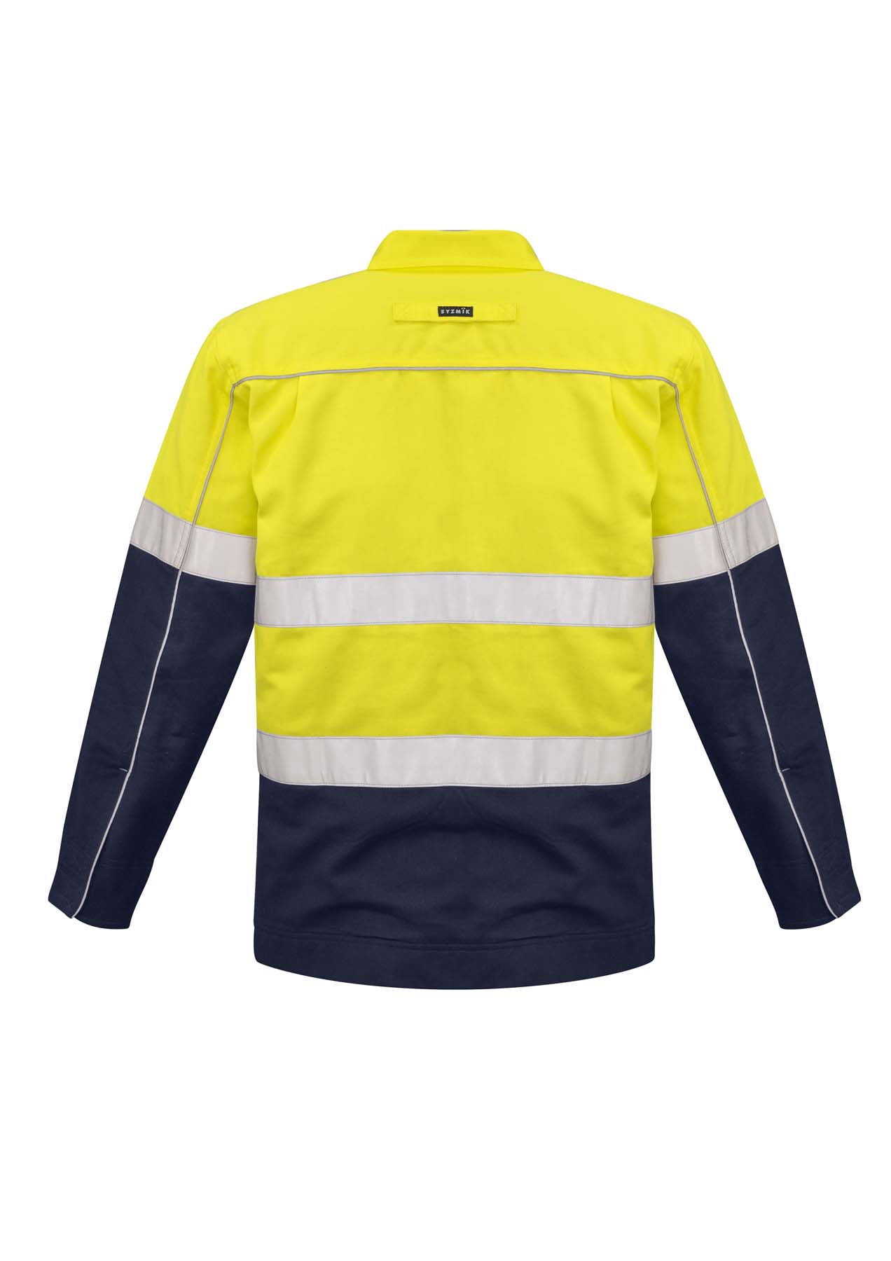 Syzmik Men's Reflective Taped Hi Vis Cotton Drill Jacket ZJ590 (310 gsm Cotton Drill) (Yellow/Navy)