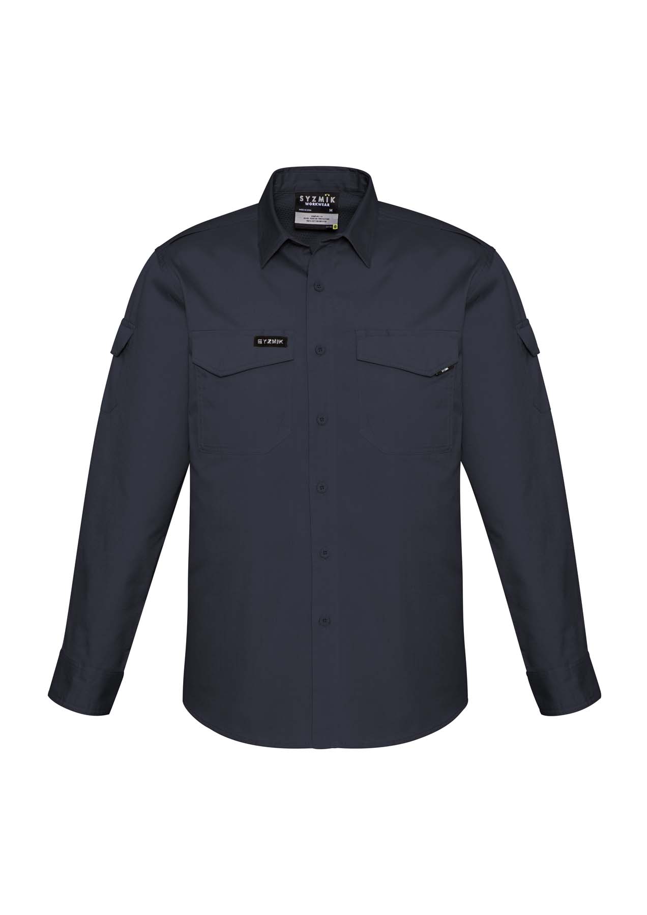 Syzmik Men's Rugged Cooling Long Sleeve Work Shirt ZW400 (145 gsm Cotton Ripstop) (Charcoal)