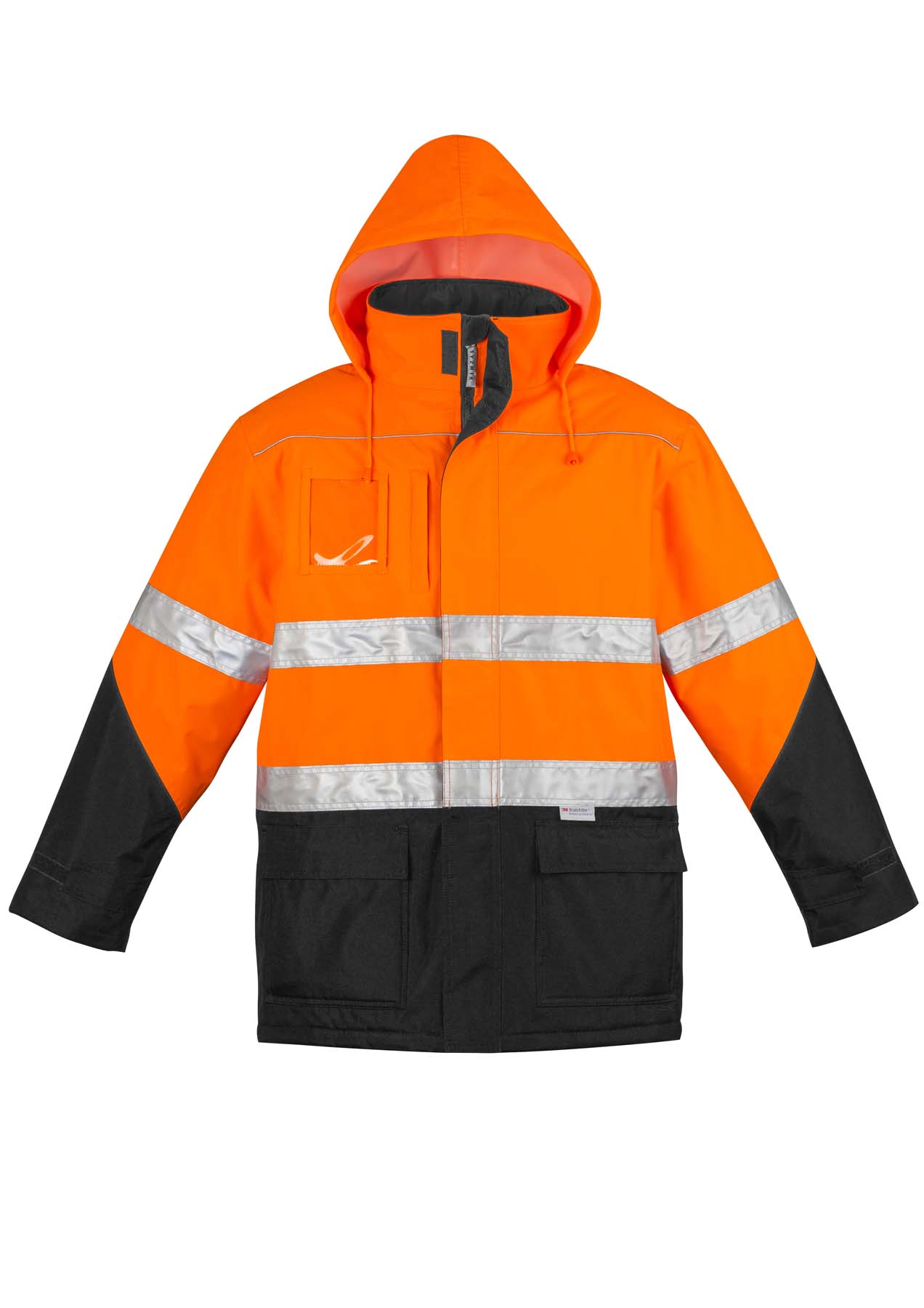 Syzmik Men's Storm Reflective Taped Hi Vis Waterproof Jacket ZJ350 (Orange/Black)