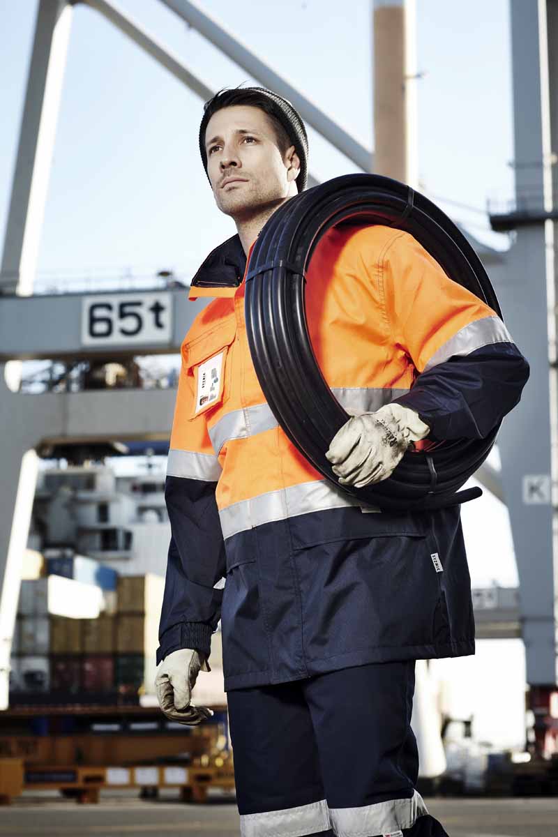 Syzmik Men's Ultralite Reflective Taped Hi Vis Waterproof Jacket ZJ357 (Orange/Navy)