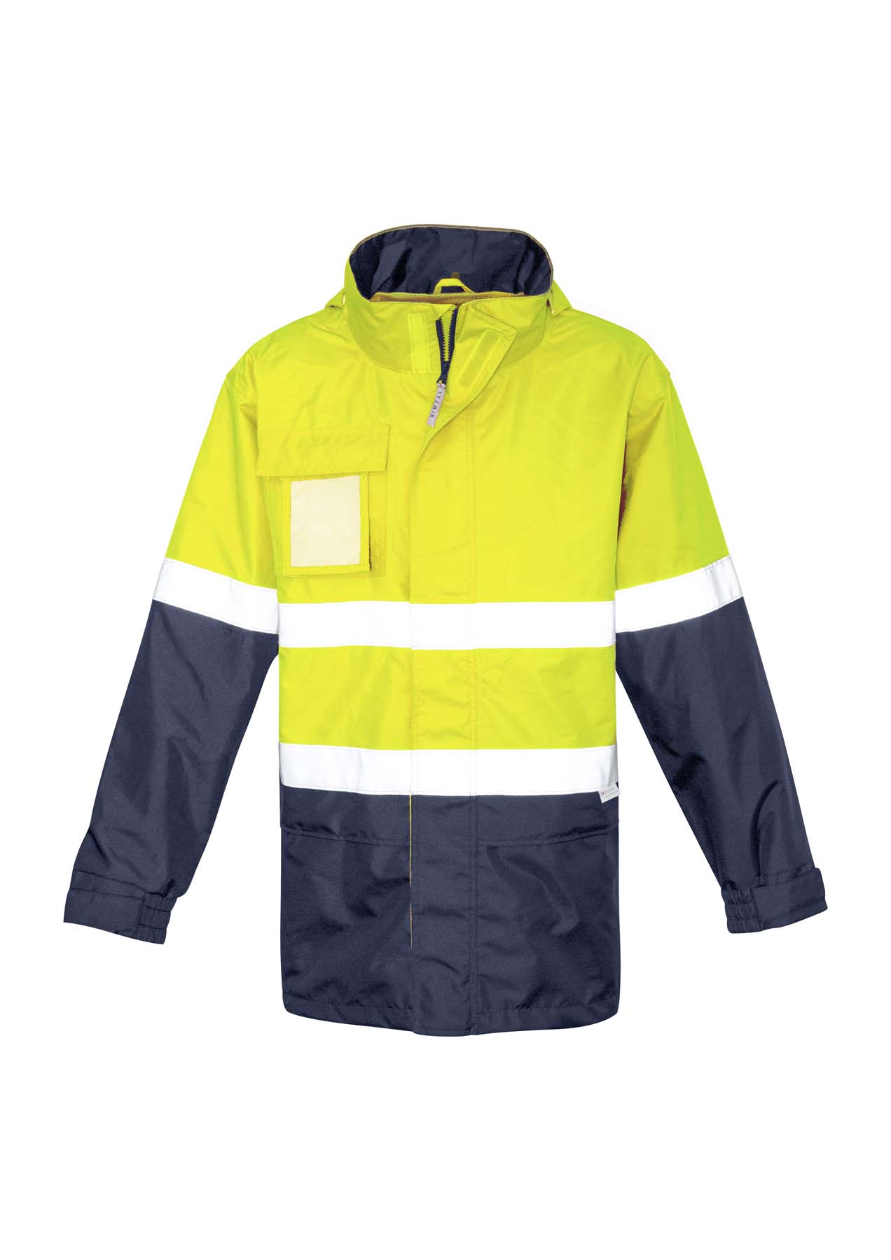 Syzmik Men's Ultralite Reflective Taped Hi Vis Waterproof Jacket ZJ357 (Yellow/Navy)