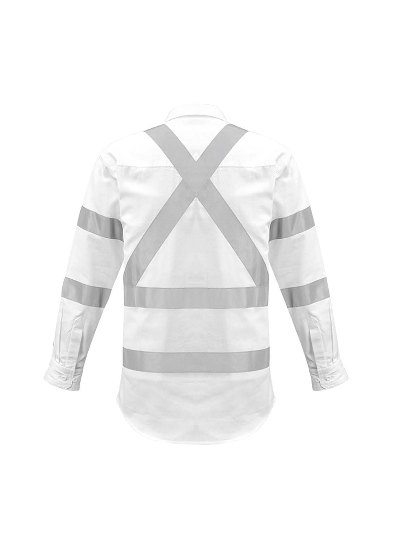 Syzmik Men's X Back Reflective BioMotion Taped Hi Vis Shirt ZW621 (190 gsm Cotton Drill) (White)