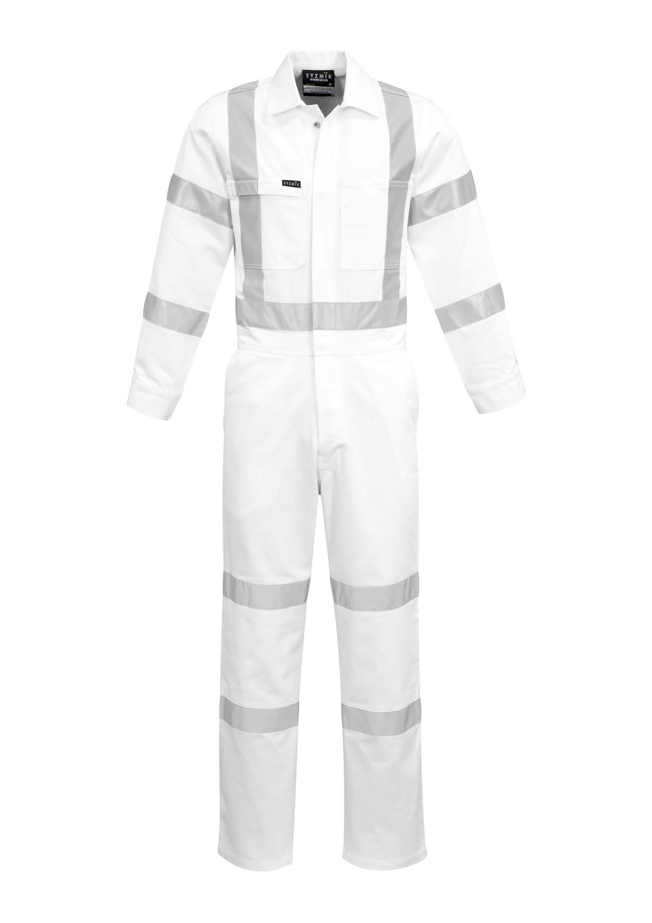 Syzmik Men's X Back Reflective Taped Hi Vis Overalls ZC620 (310 gsm Cotton Drill) (White)