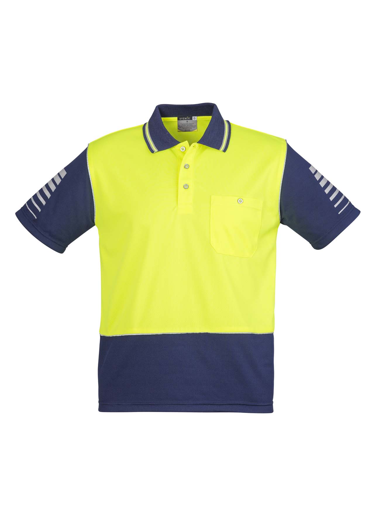 Syzmik Men's Zone Hi Vis Polo Shirt ZH236 (175 gsm Polyester) (Yellow/Navy)
