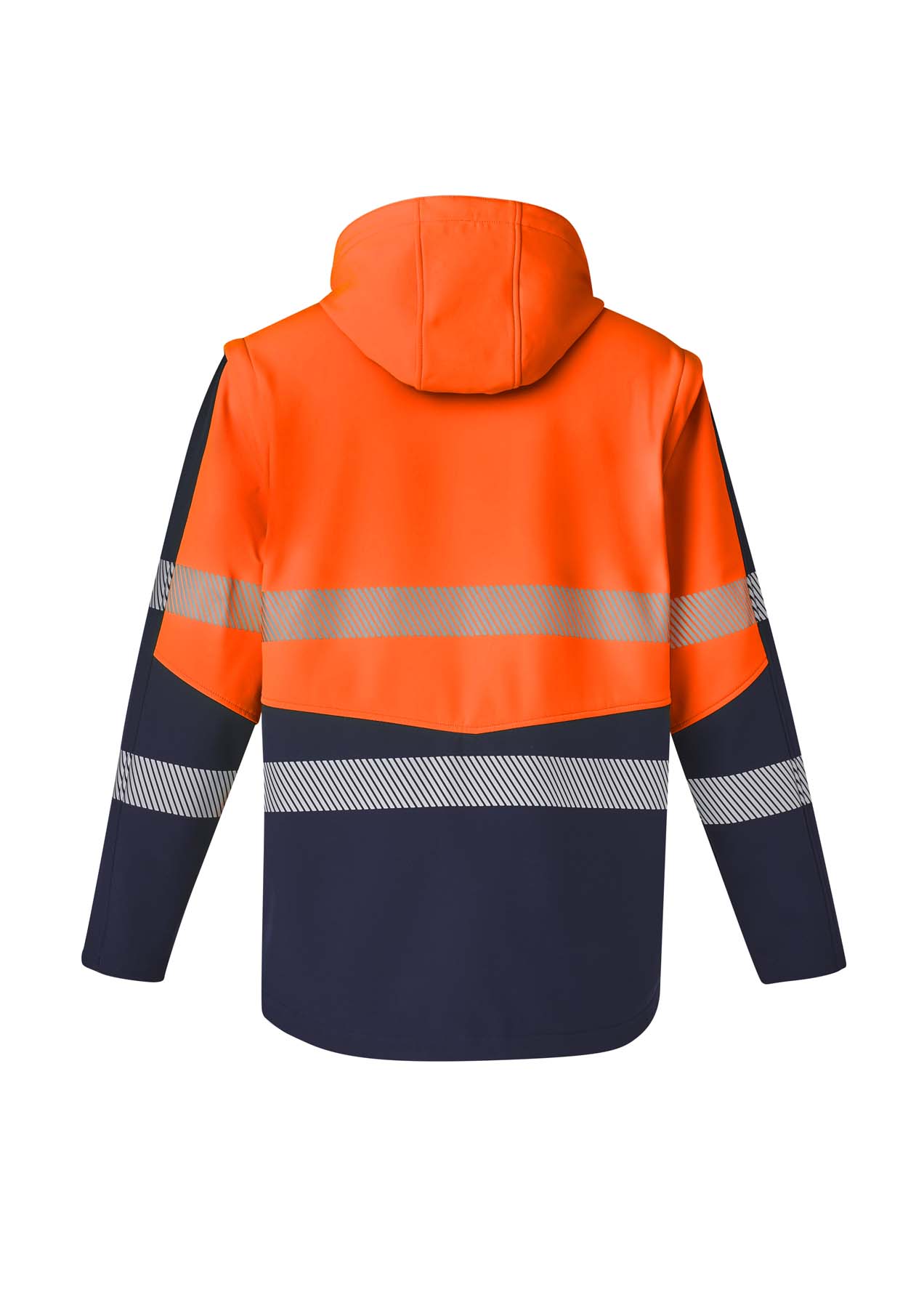 Syzmik Streetworx Unisex 2 in 1 Stretch Reflective Taped Hi Vis Softshell Jacket ZJ453 (Orange/Navy)