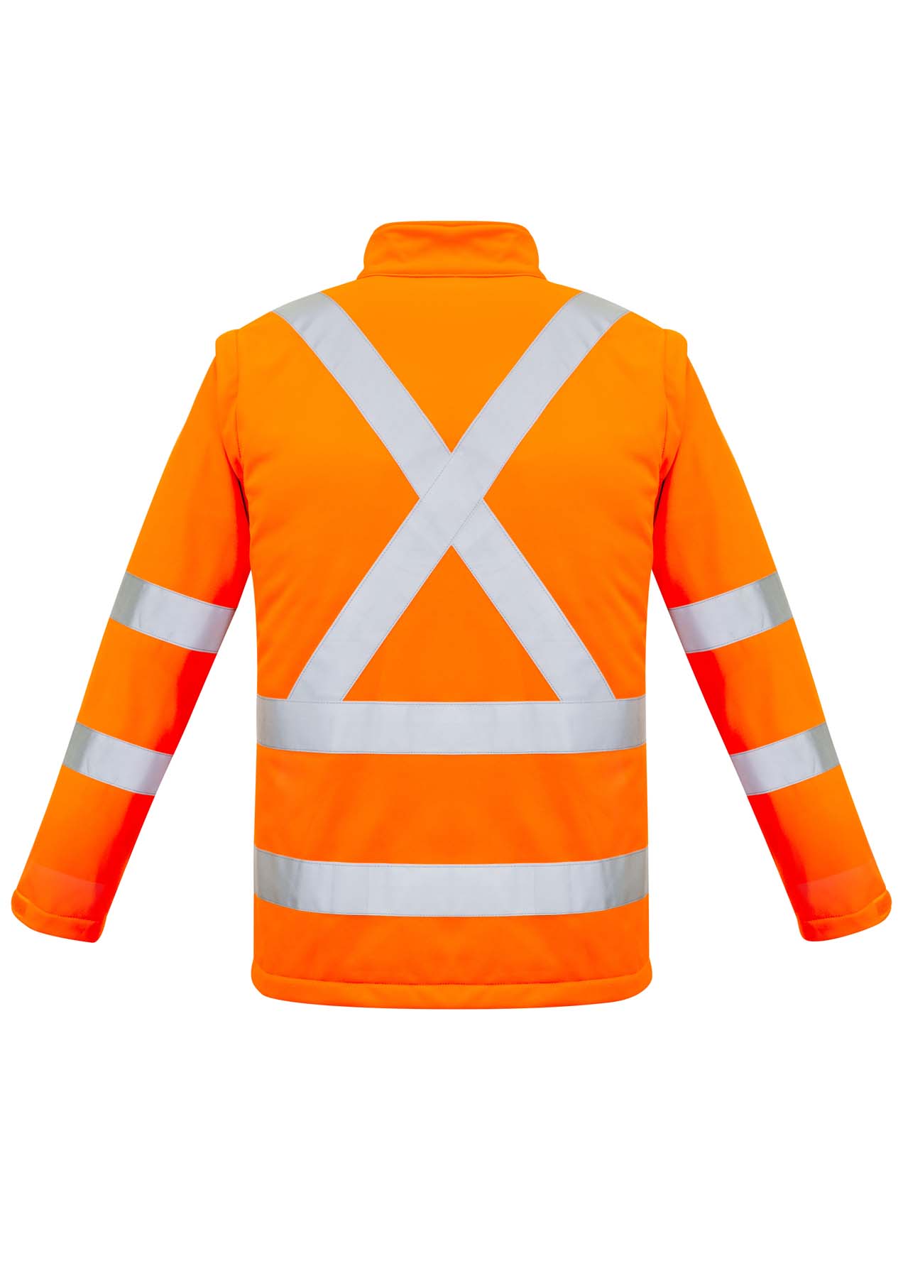 Syzmik Unisex 2 in 1 X Back Reflective Taped Hi Vis Softshell Jacket ZJ680 (Orange)