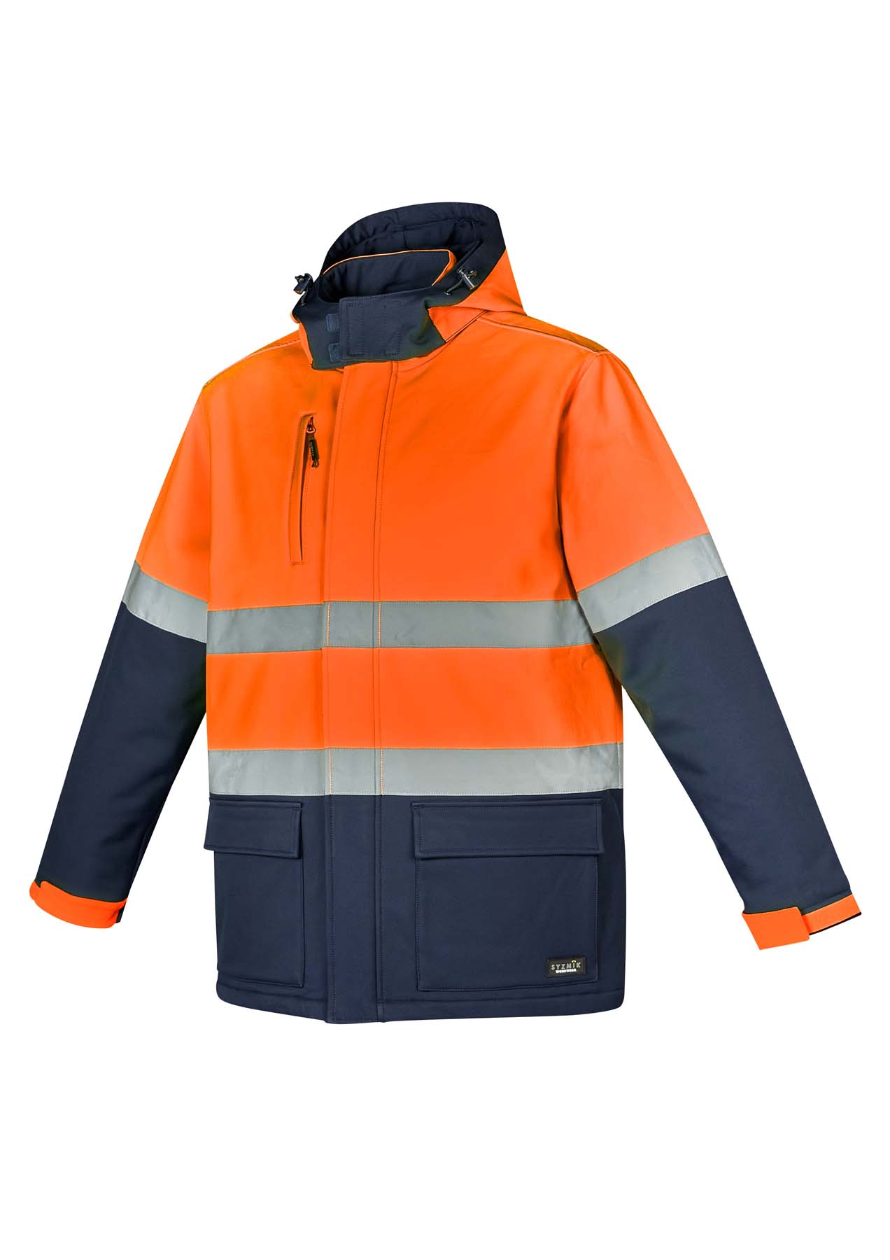 Syzmik Unisex Antarctic Reflective Taped Hi Vis Softshell Jacket ZJ553 (Orange/Navy)