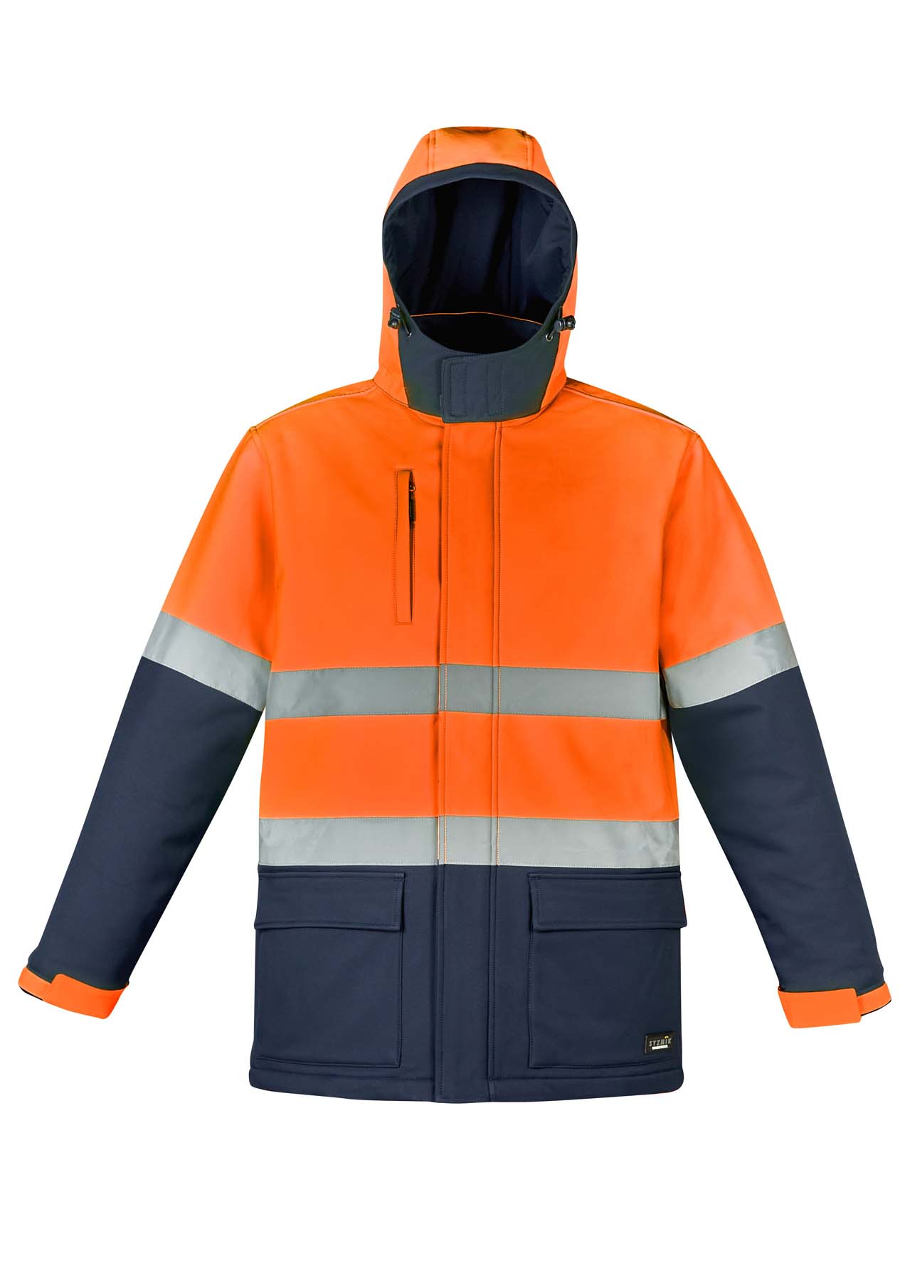 Syzmik Unisex Antarctic Reflective Taped Hi Vis Softshell Jacket ZJ553 (Orange/Navy)