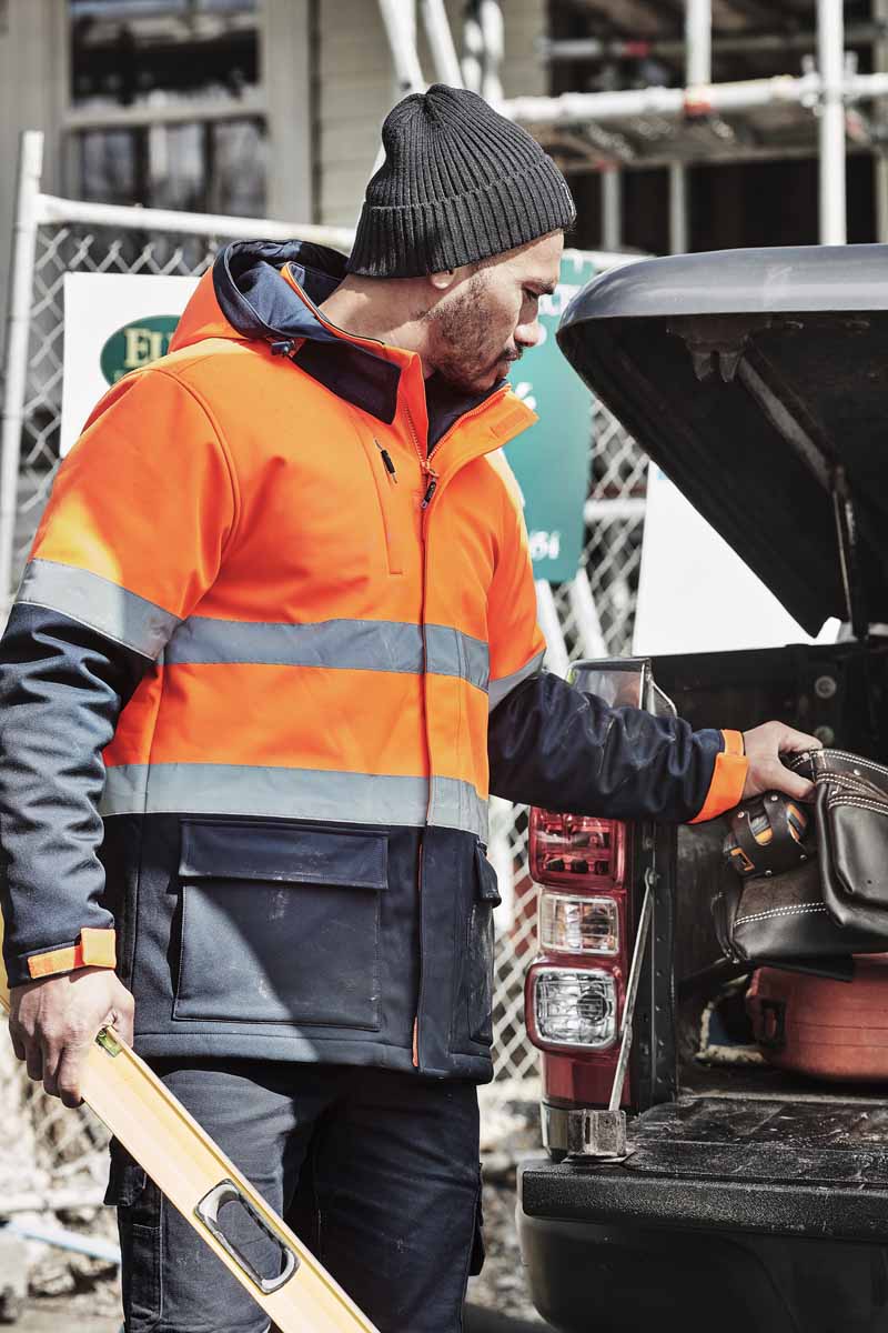 Syzmik Unisex Antarctic Reflective Taped Hi Vis Softshell Jacket ZJ553 (Yellow/Navy)