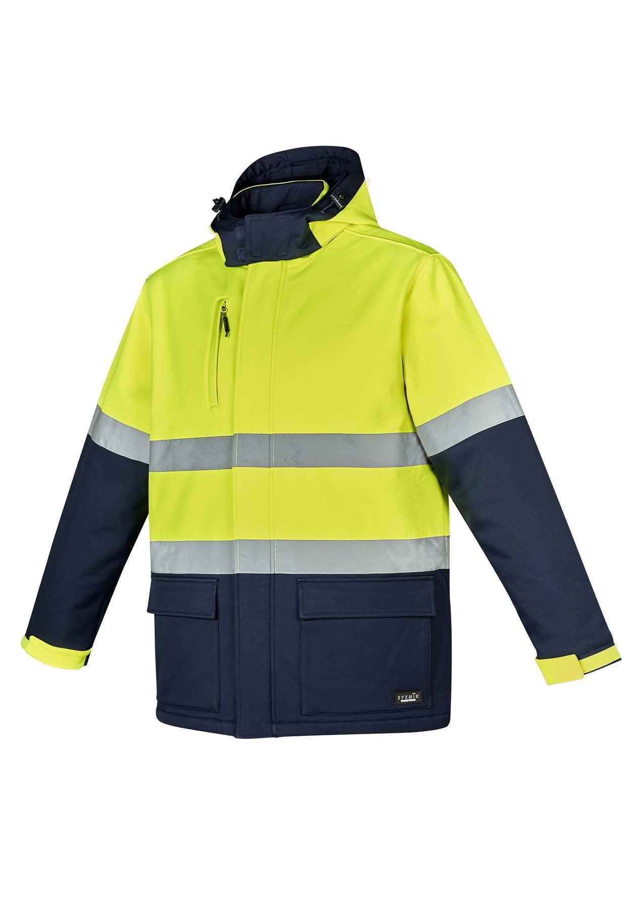 Syzmik Unisex Antarctic Reflective Taped Hi Vis Softshell Jacket ZJ553 (Yellow/Navy)