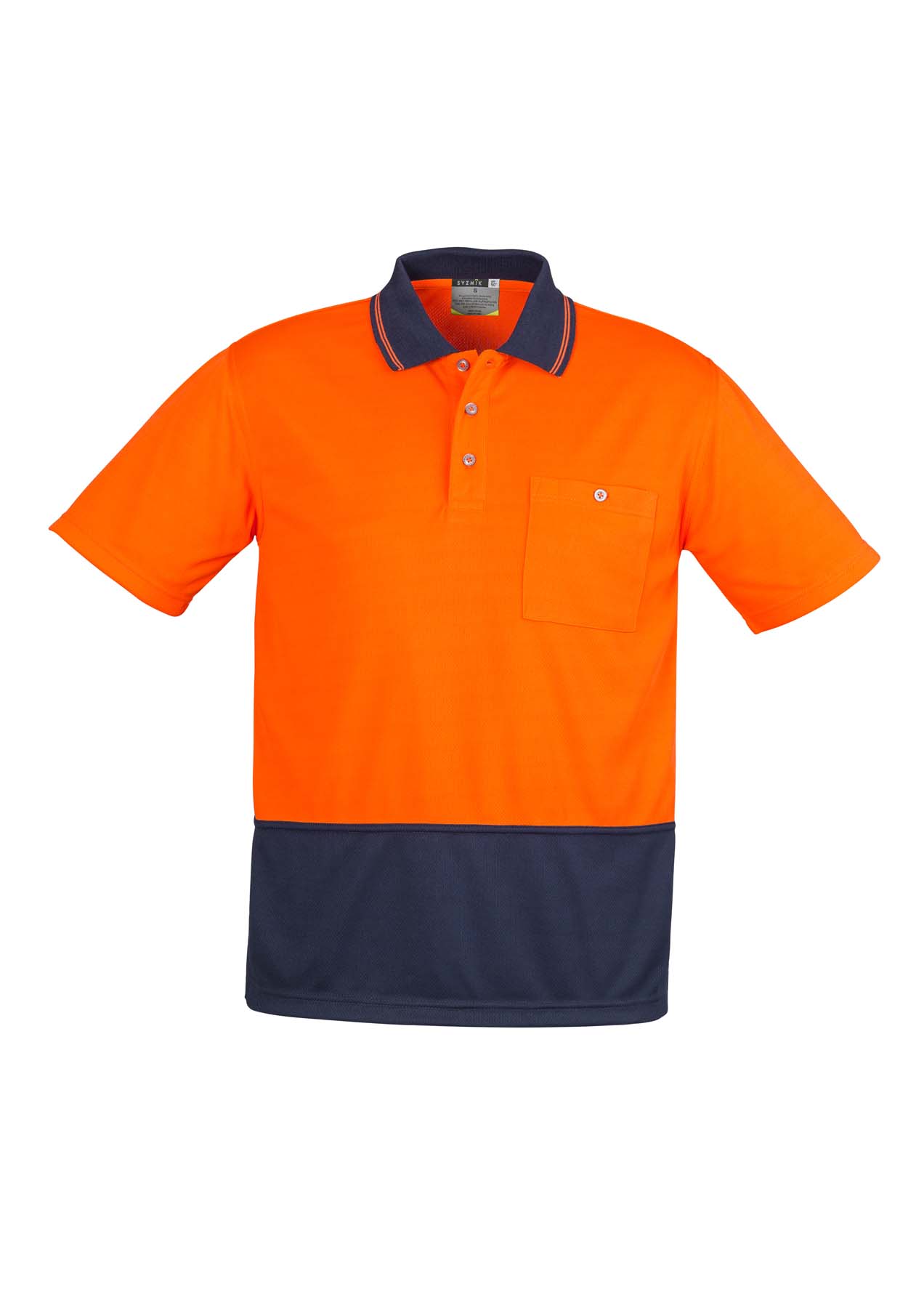 Syzmik Unisex Basic Hi Vis Polo Shirt ZH231 (175 gsm Polyester) (Orange/Navy)