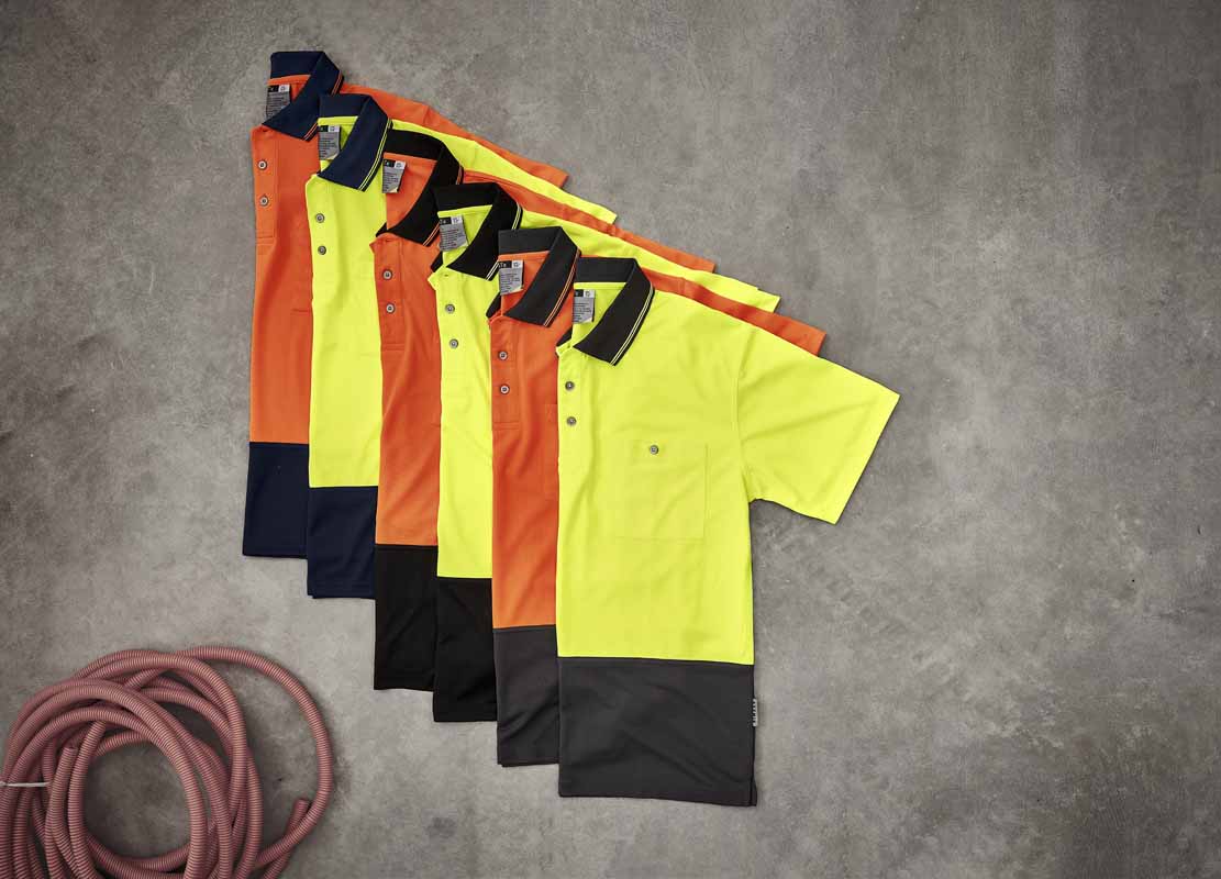 Syzmik Unisex Basic Hi Vis Polo Shirt ZH231 (175 gsm Polyester) (Yellow/Charcoal)