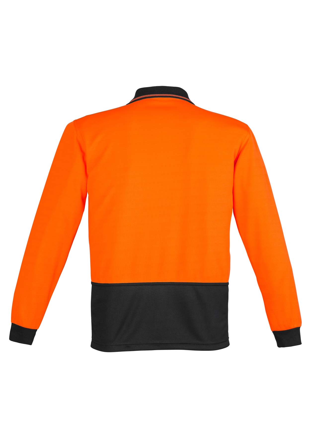 Syzmik Unisex Basic Long Sleeve Hi Vis Polo Shirt ZH232 (175 gsm Polyester) (Orange/Black)