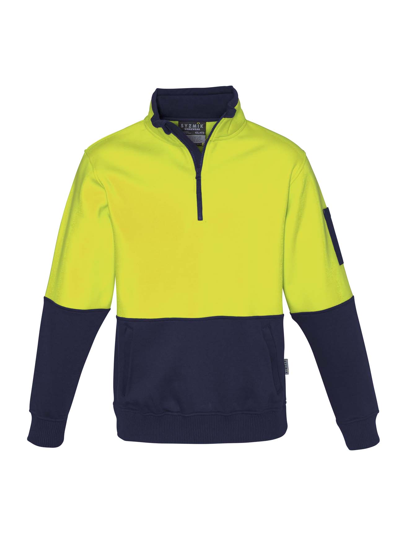 Syzmik Unisex Half Zip Hi Vis Jumper ZT476 (320 gsm Polyester) (Yellow/Navy)