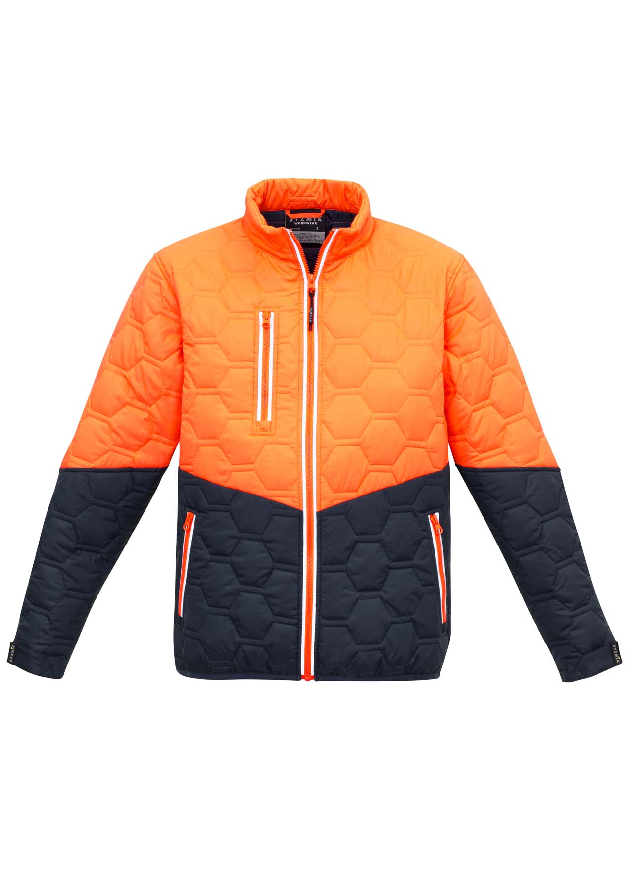 Syzmik Unisex Hexagonal Hi Vis Puffer Jacket ZJ420 (Orange/Navy)