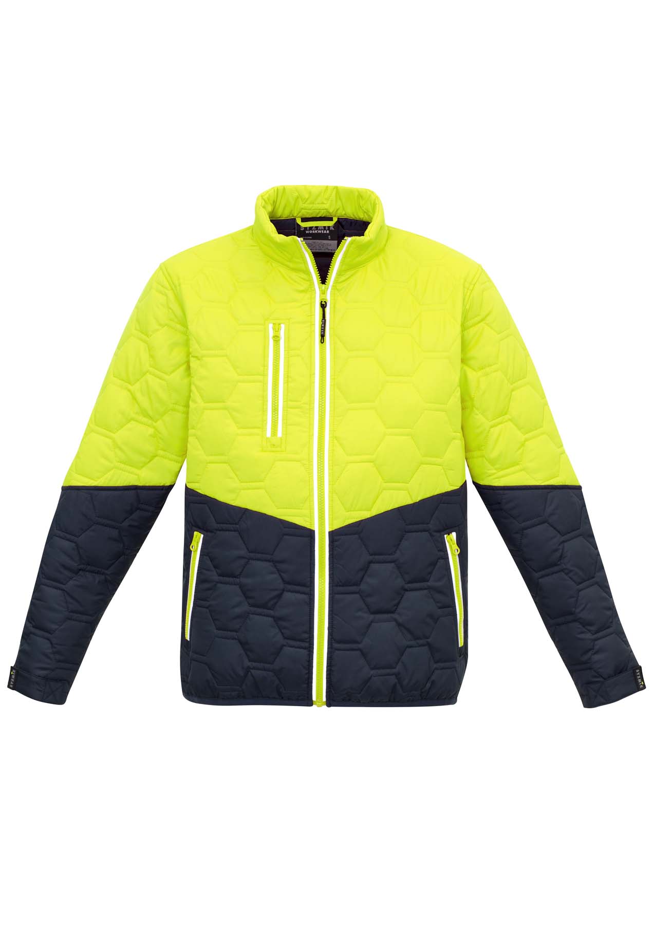 Syzmik Unisex Hexagonal Hi Vis Puffer Jacket ZJ420 (Yellow/Navy)