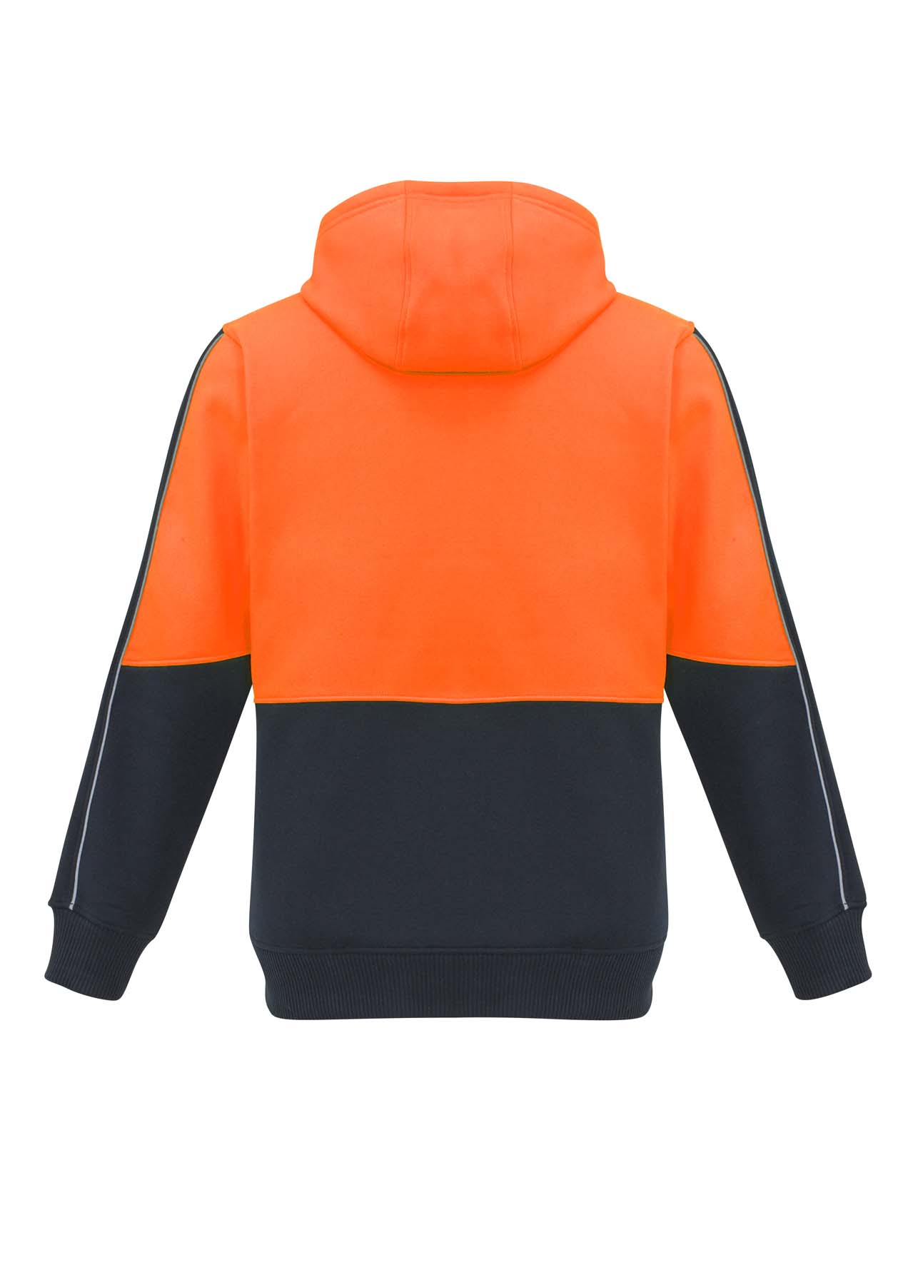 Syzmik Unisex Hi Vis Hoodie ZT484 (320 gsm Polyester Fleece) (Orange/Navy)