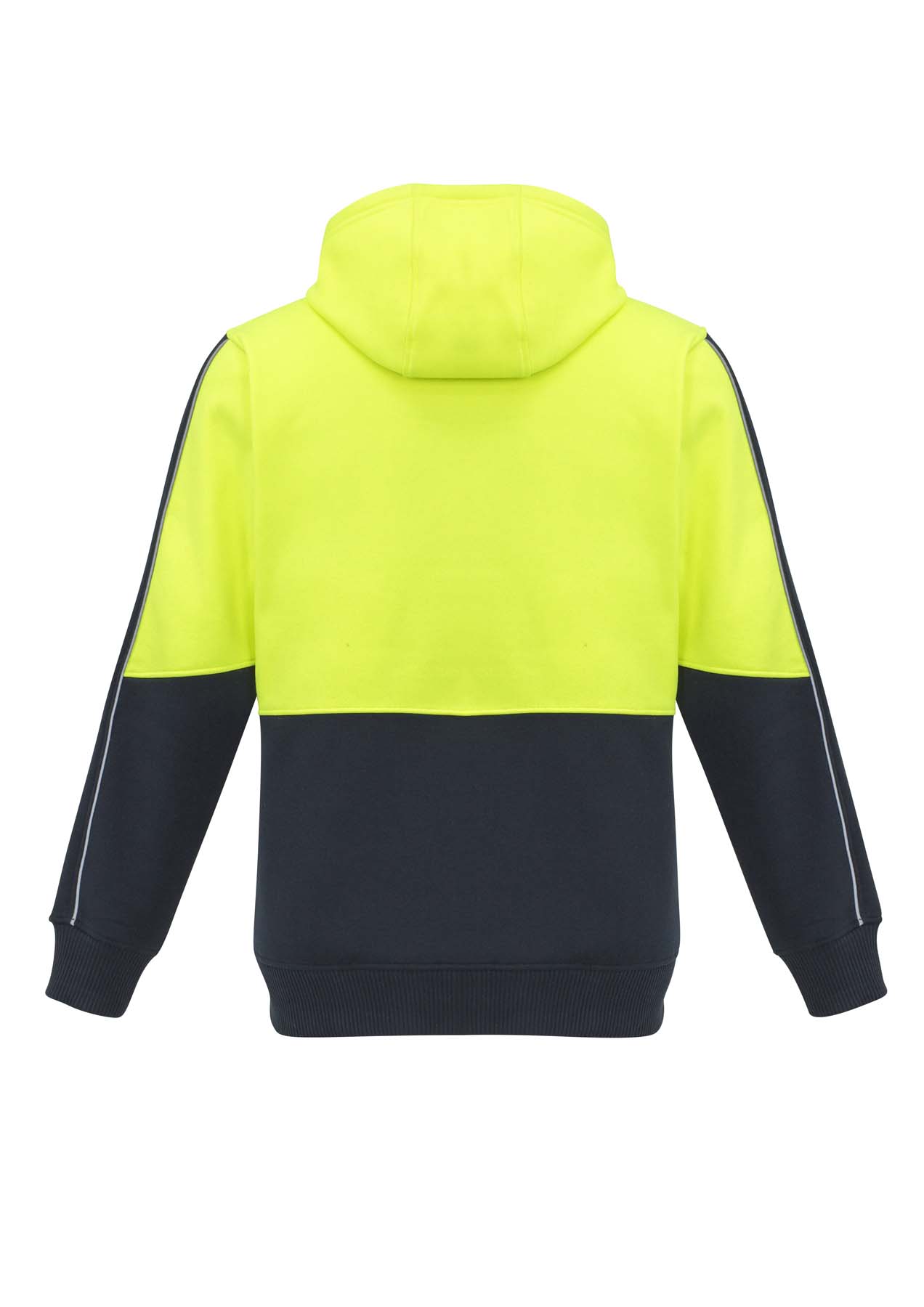 Syzmik Unisex Hi Vis Hoodie ZT484 (320 gsm Polyester Fleece) (Yellow/Navy)