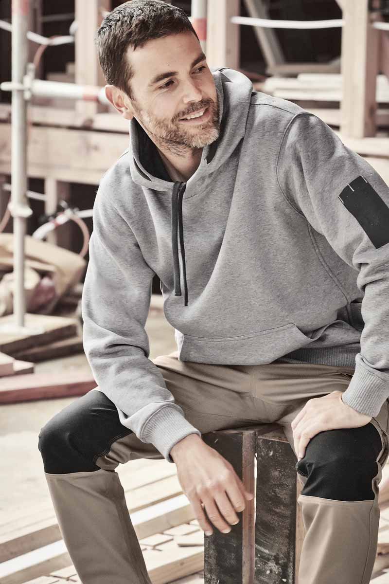 Syzmik Unisex Multi Pocket Work Hoodie ZT467 (320 gsm Cotton / Polyester) (Black/Charcoal)