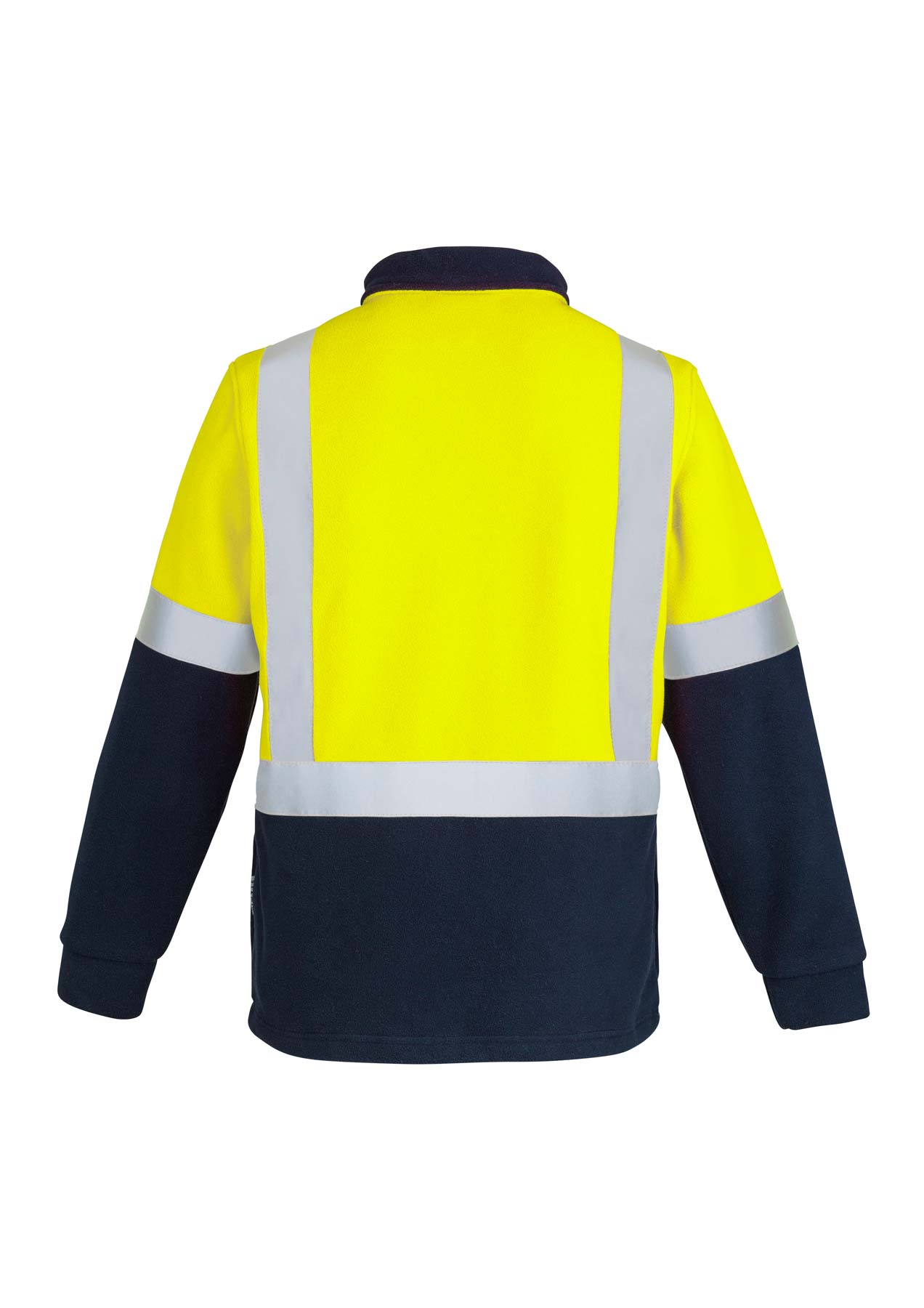 Syzmik Unisex Polar Fleece Shoulder Reflective Taped Half Zip Hi Vis Jumper ZT462 (390 gsm Polyester Fleece) (Yellow/Navy)