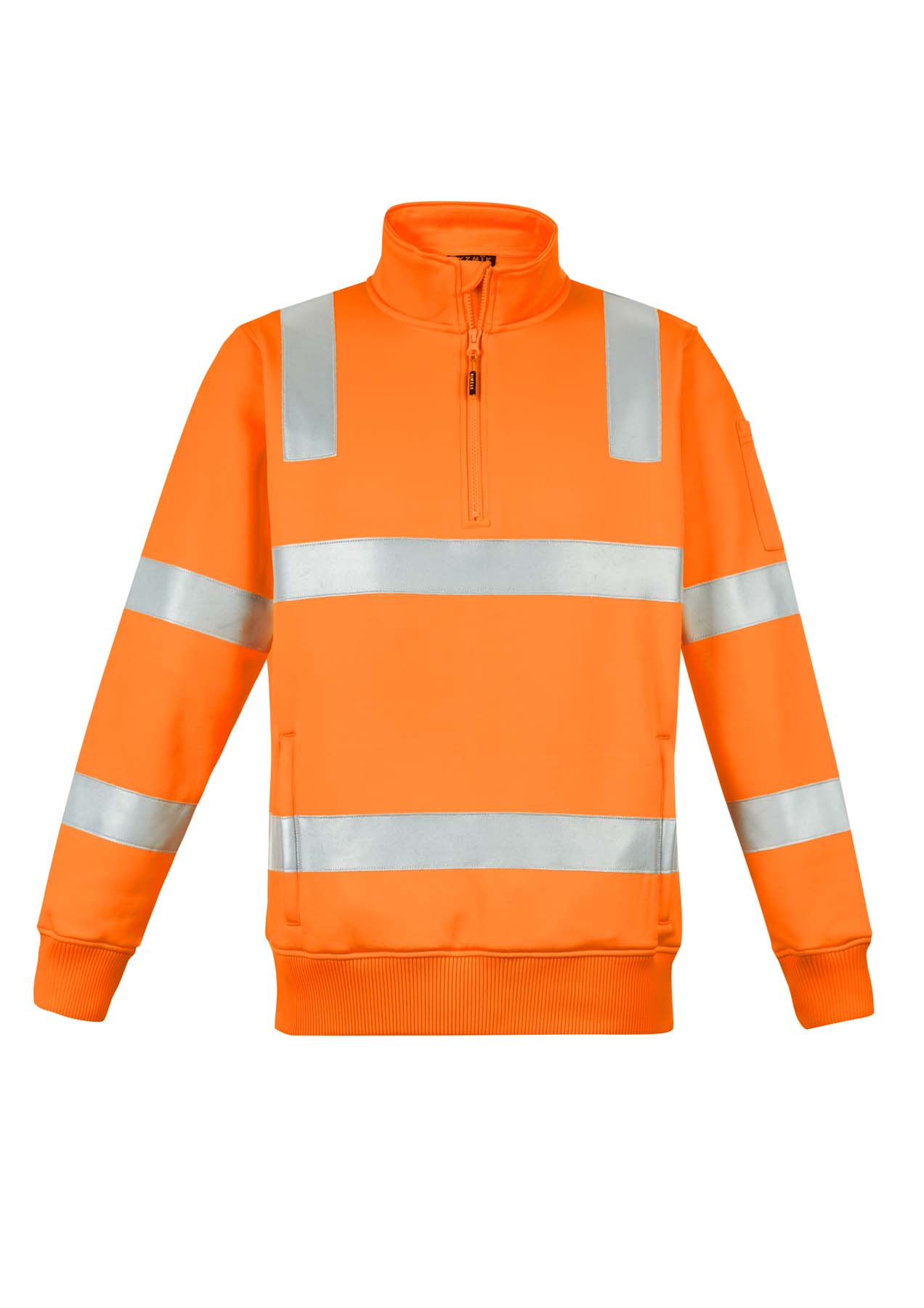 Syzmik Unisex Reflective Taped Half Zip Hi Vis Jumper ZT640 (Victoria Rail) (320 gsm Polyester) (Orange)