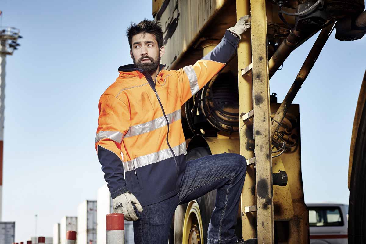 Syzmik Unisex Reflective Taped Hi Vis Softshell Jacket ZJ353 (Yellow/Navy)