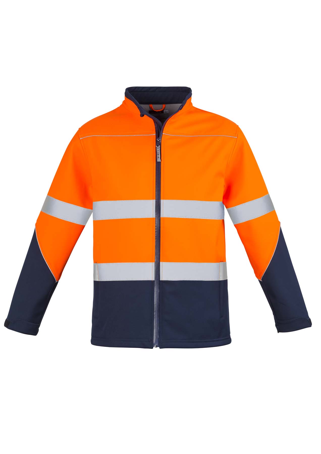 Syzmik Unisex Reflective Taped Hi Vis Softshell Jacket ZJ353 (Orange/Navy)
