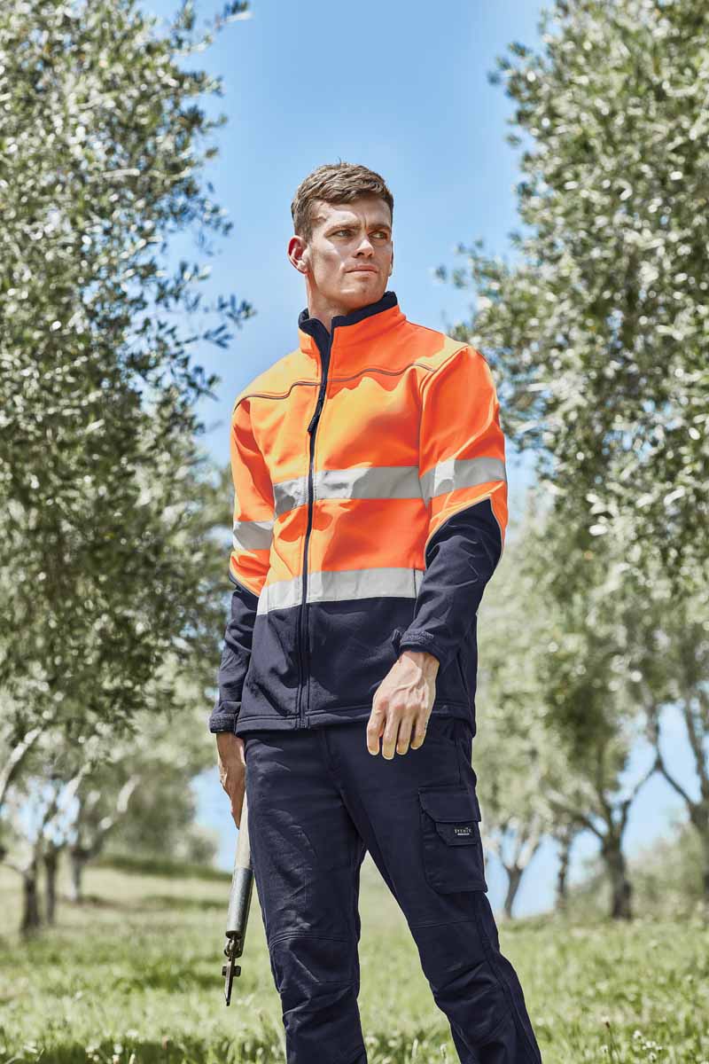 Syzmik Unisex Reflective Taped Hi Vis Softshell Jacket ZJ353 (Orange/Navy)