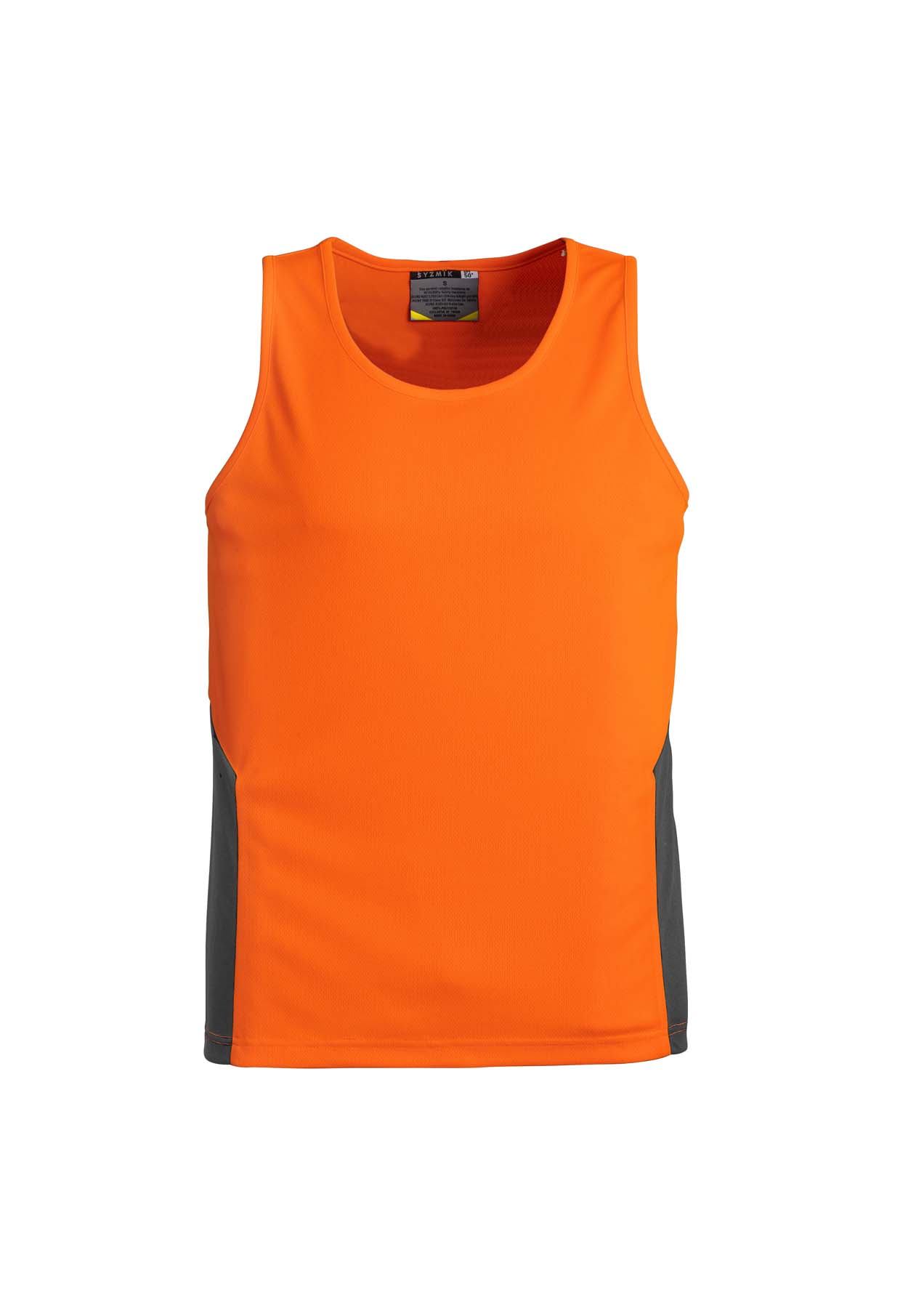 Syzmik Unisex Squad Hi Vis Singlet ZH239 (175 gsm Polyester) (Orange/Charcoal)